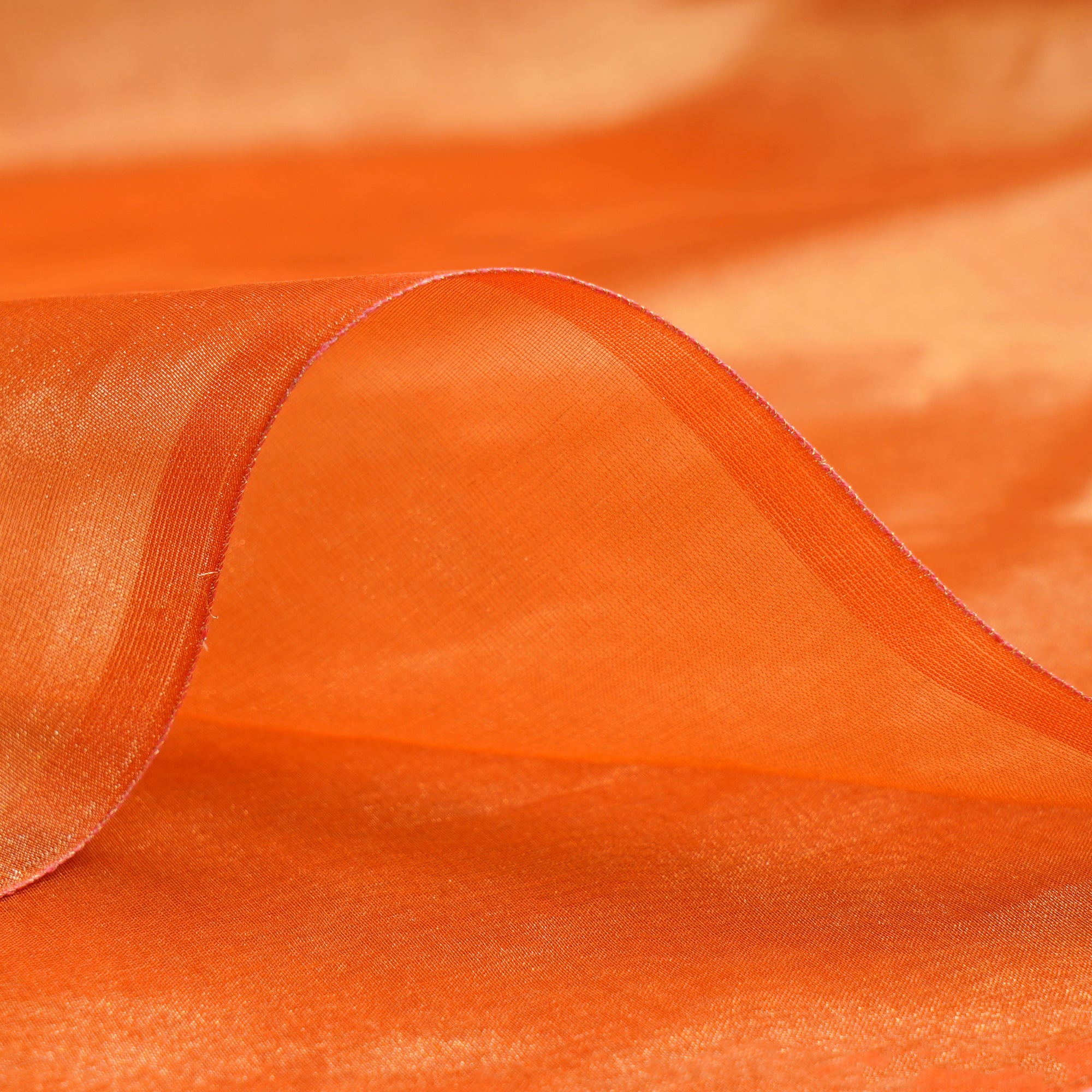 Orange Dyed Dupion Tissue Silk Fabric