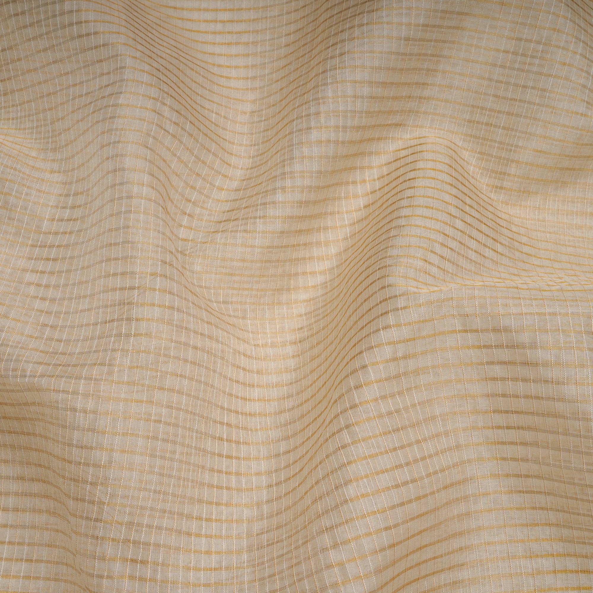 Off-White Gold Dyeable Checks Pattern Woven Fancy Banarasi Silk Fabrics