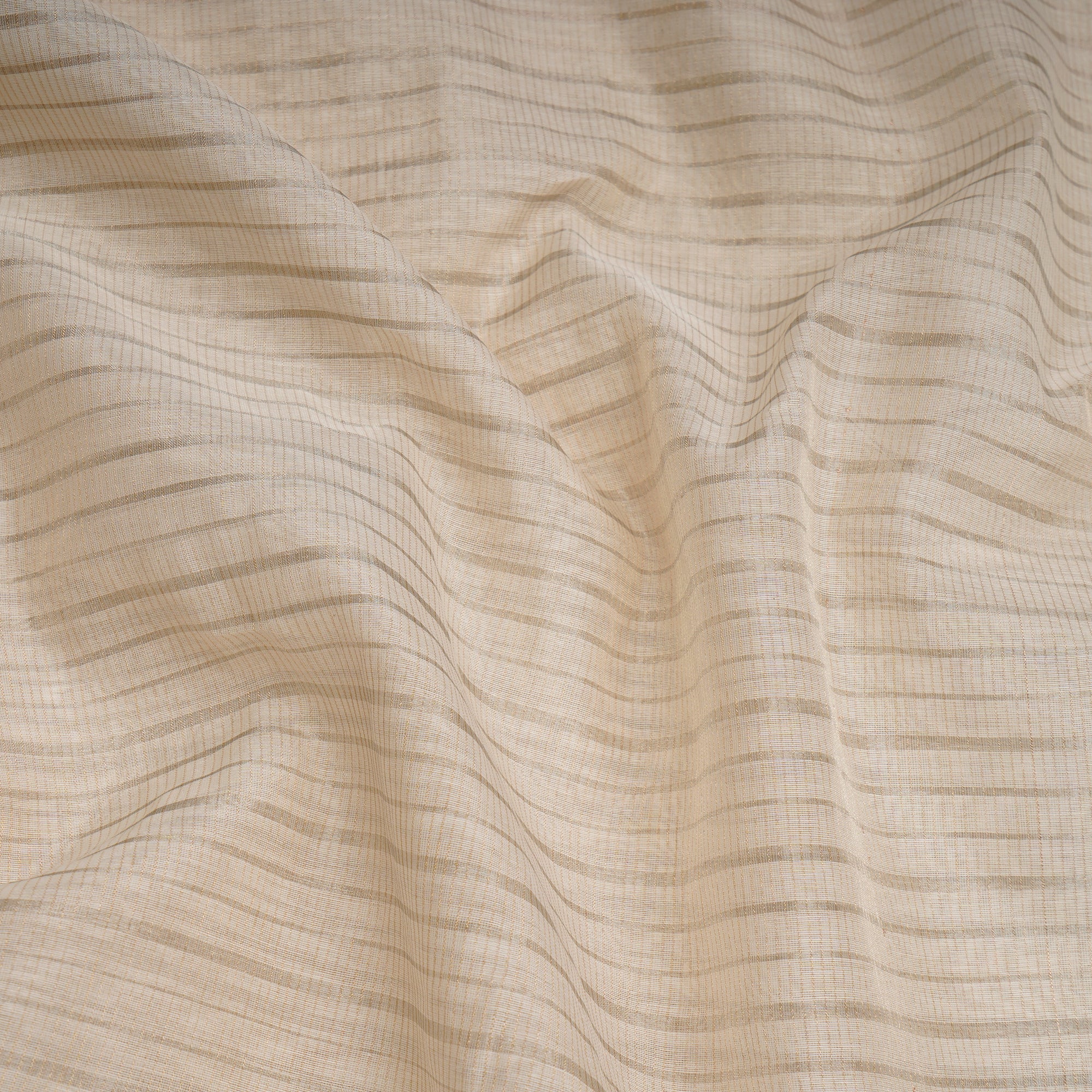 Off-White Dyeable Stripe Pattern Handwoven Fancy Banarasi Fabrics