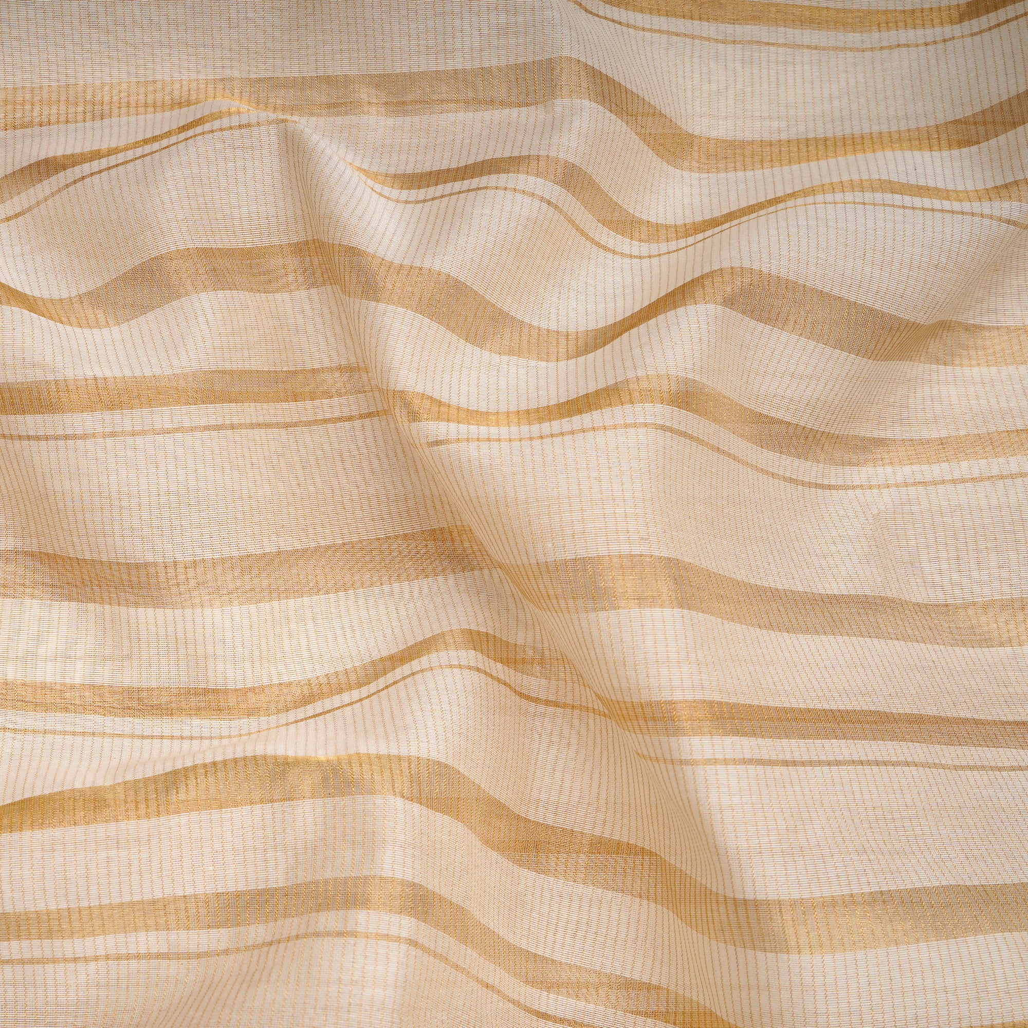 Off-White Dyeable Stripe Pattern Handwoven Fancy Banarasi Fabrics