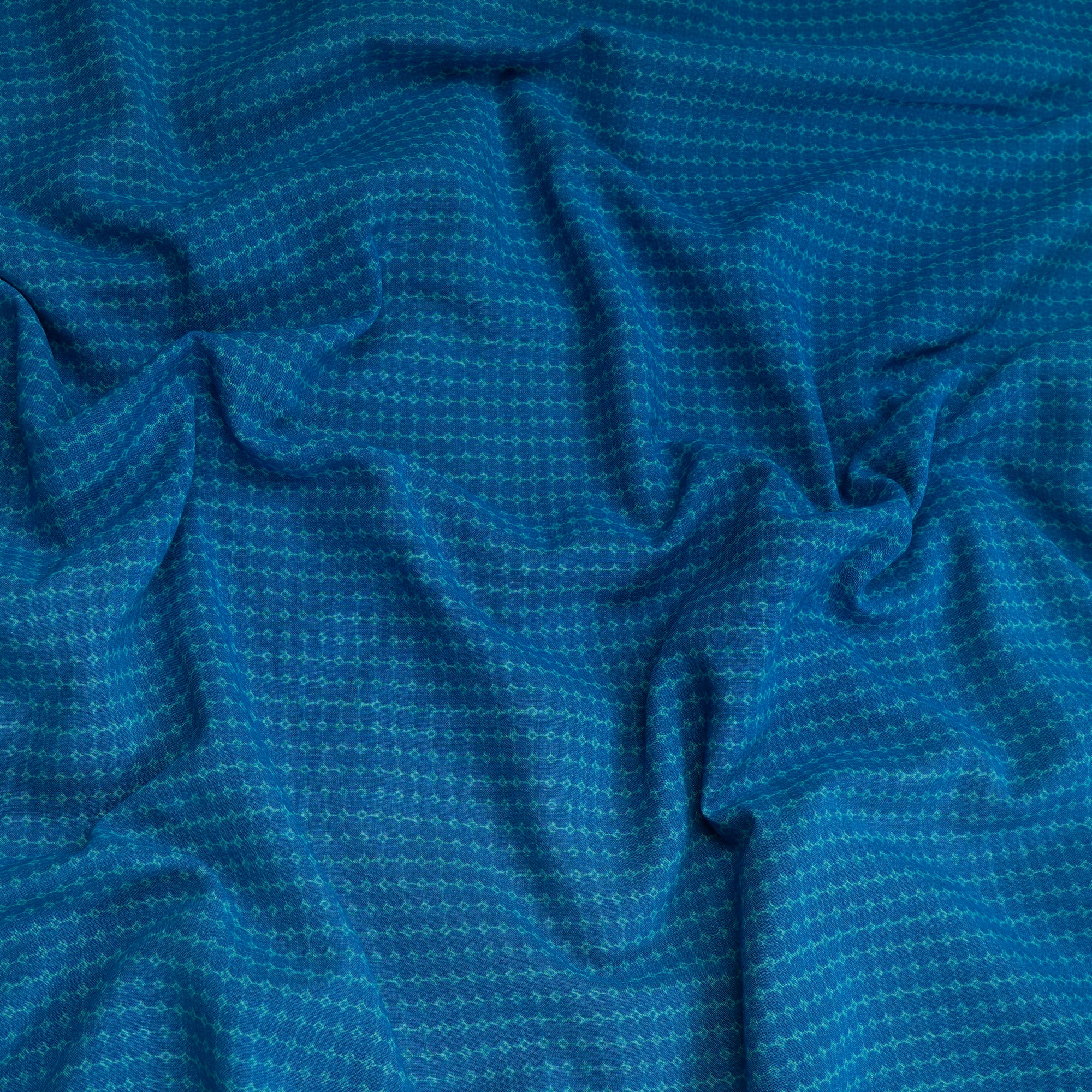 Powder Blue All Over Pattern Digital Print Twist Poly Voile Fabric