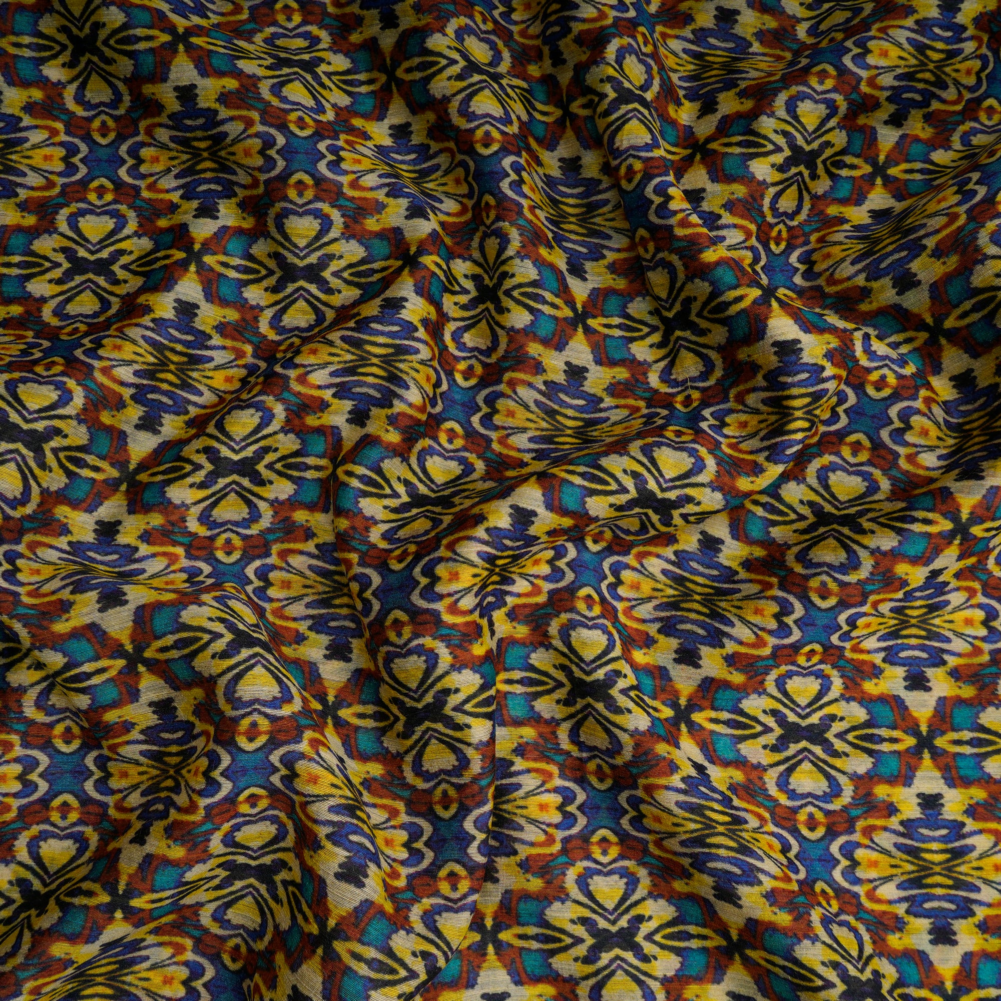 Multi Color Digital Printed Muga Silk Fabric