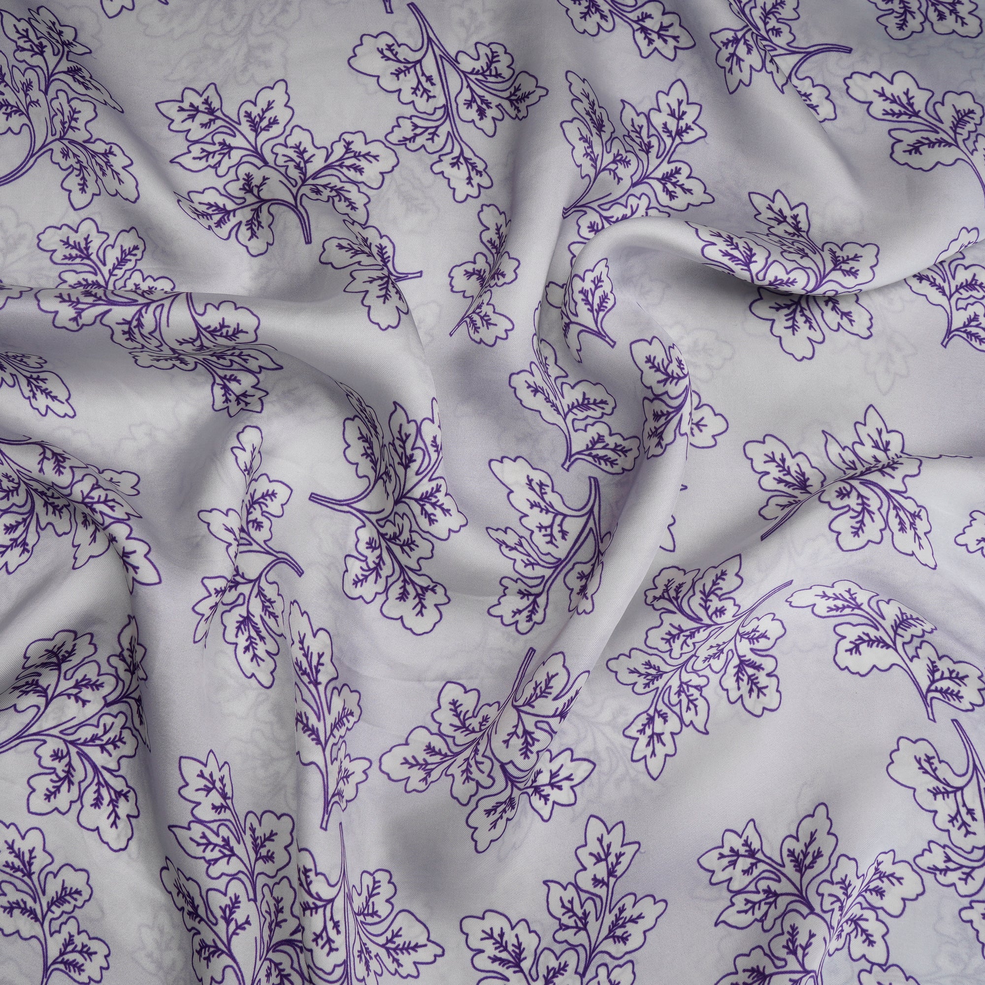 Purple Color Digital Printed Bemberg Satin Fabric