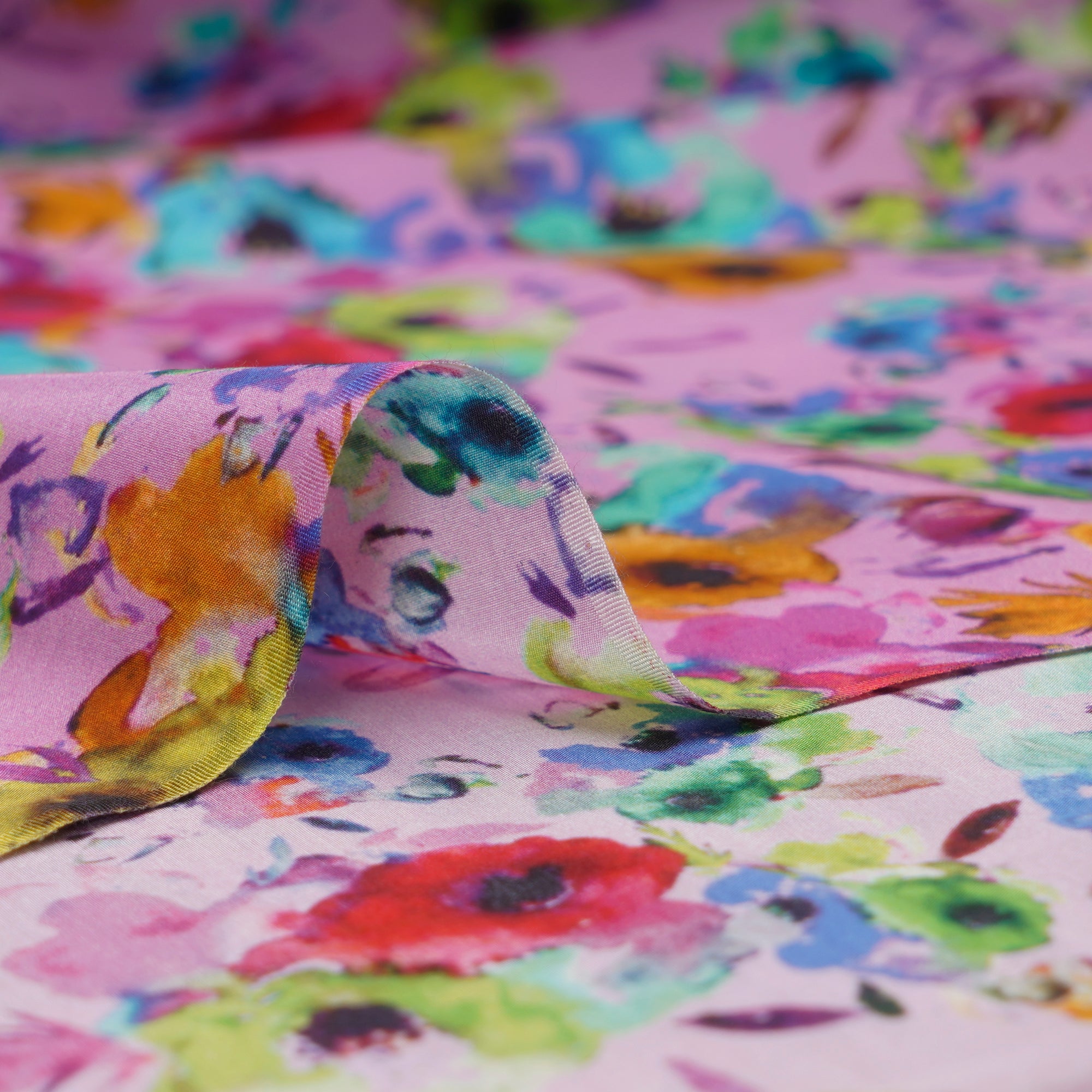 Multi Color Digital Printed Cotton Silk Fabric