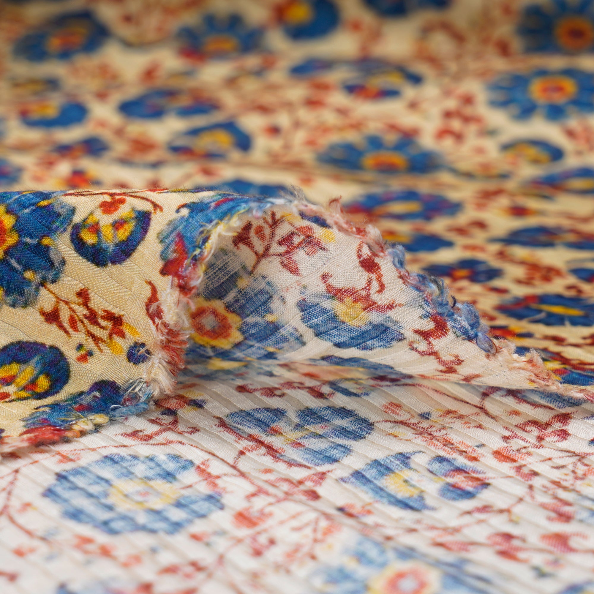 Multi Color Digital Printed Bemberg Linen Satin Fabric