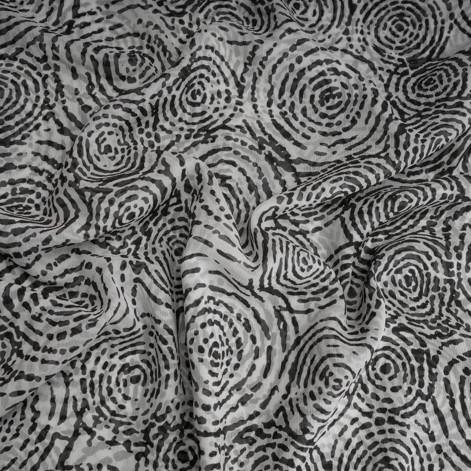 Black Color Printed Georgette Silk Fabric
