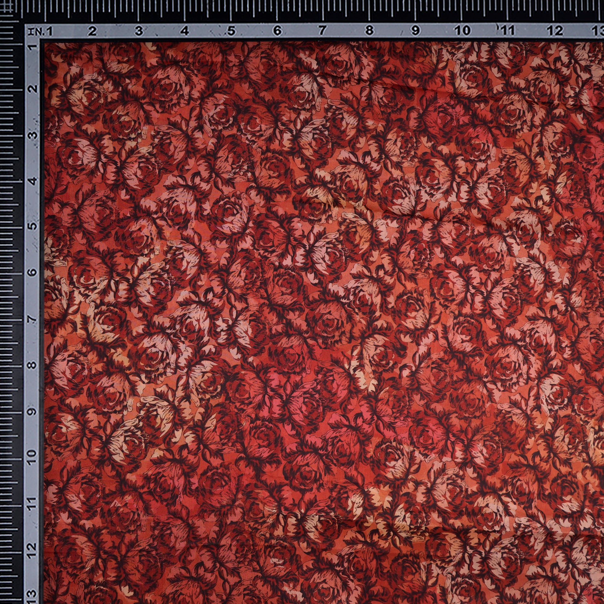 Red Color Printed Plain Silk Fabric