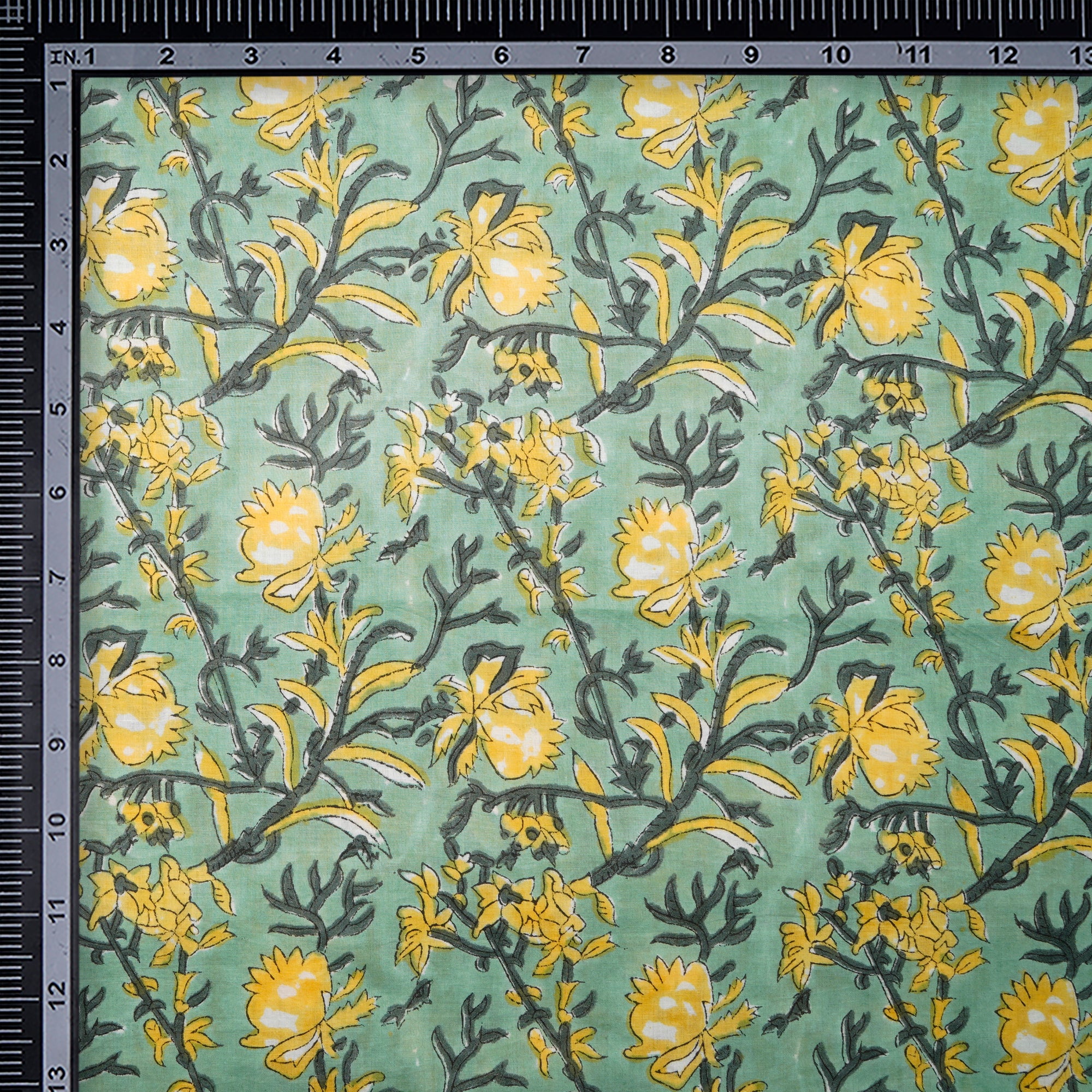 Hemlock Floral Pattern Natural Dye Hand Block Bagru Printed Cotton Fabric