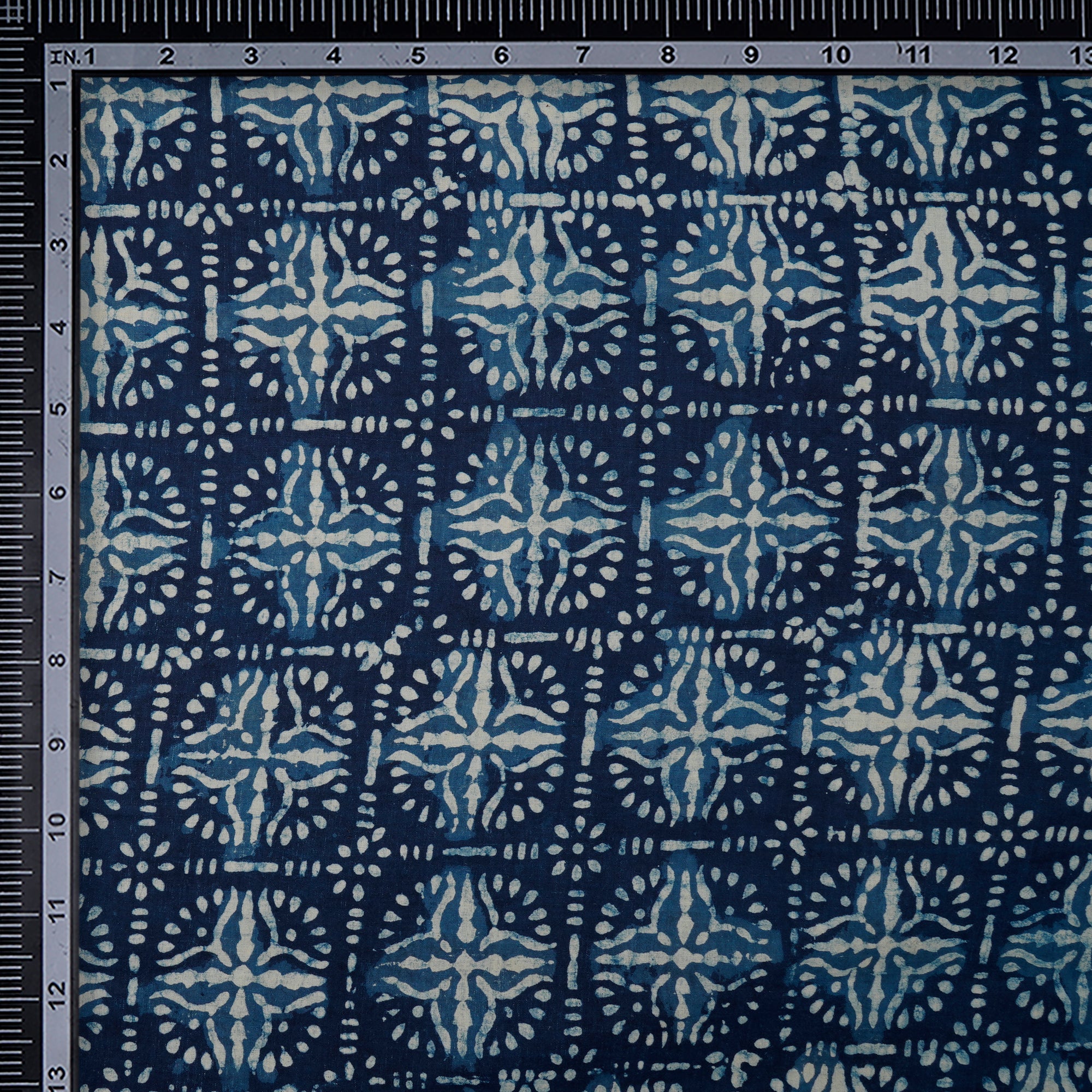 Blue Hand Block Bagru Natural Dye Indigo Printed Cotton Fabric