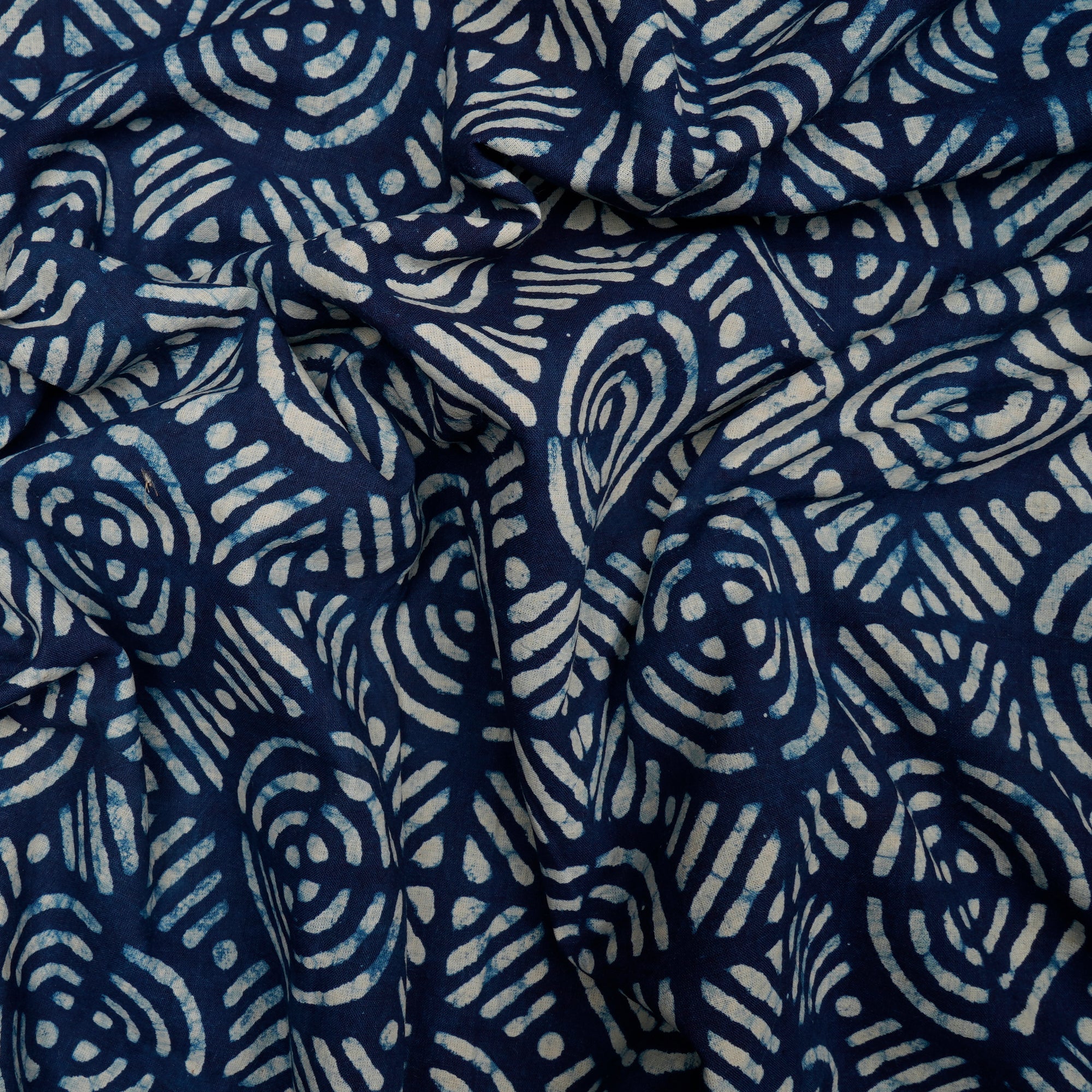 Blue Hand Block Bagru Natural Dye Indigo Printed Cotton Fabric
