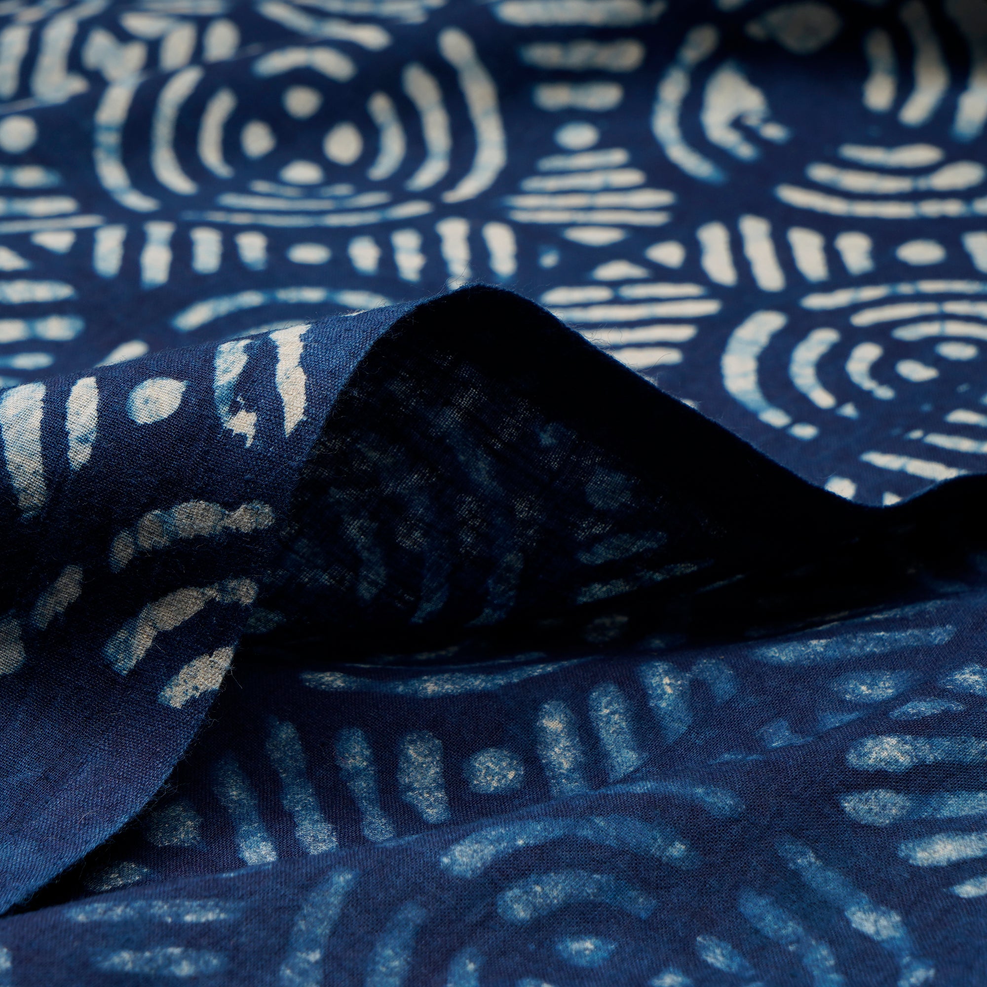 Blue Hand Block Bagru Natural Dye Indigo Printed Cotton Fabric