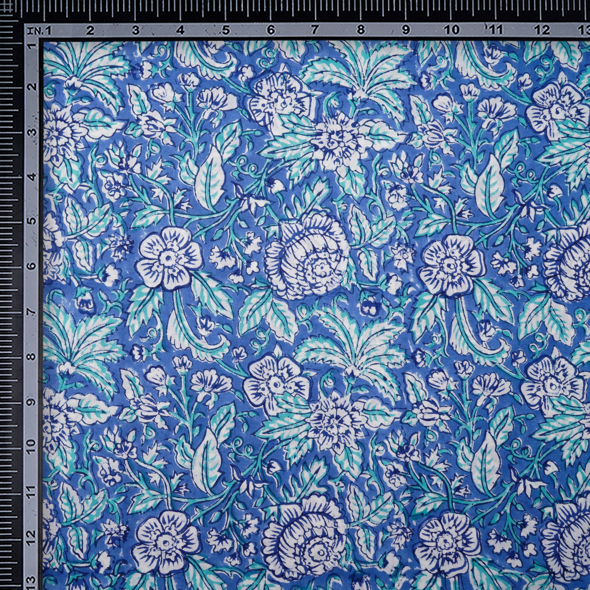 Regatta Floral Pattern Natural Dye Hand Block Bagru Printed Cotton Fabric