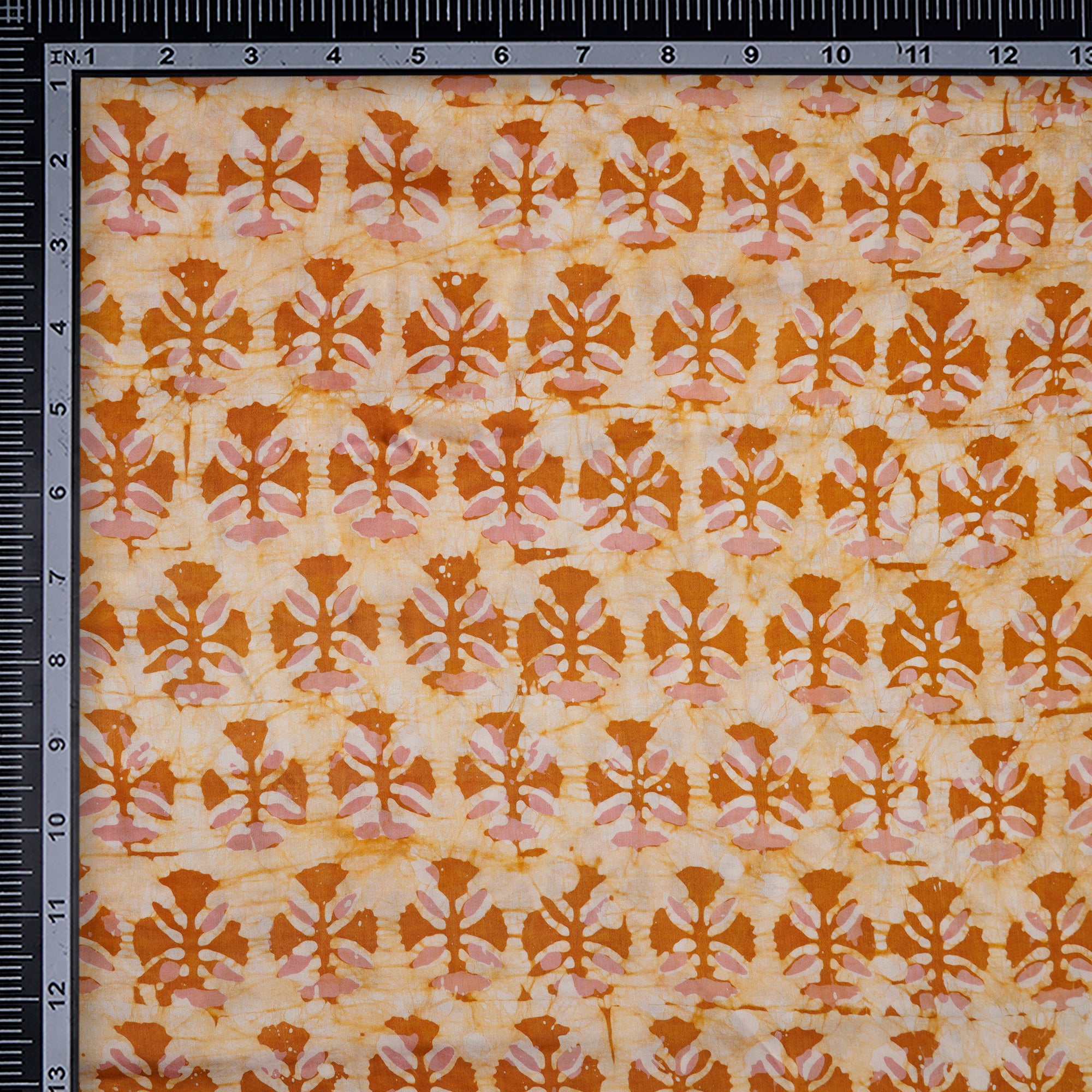 Beige Handcrafted Waxed Batik Printed Modal Fabric