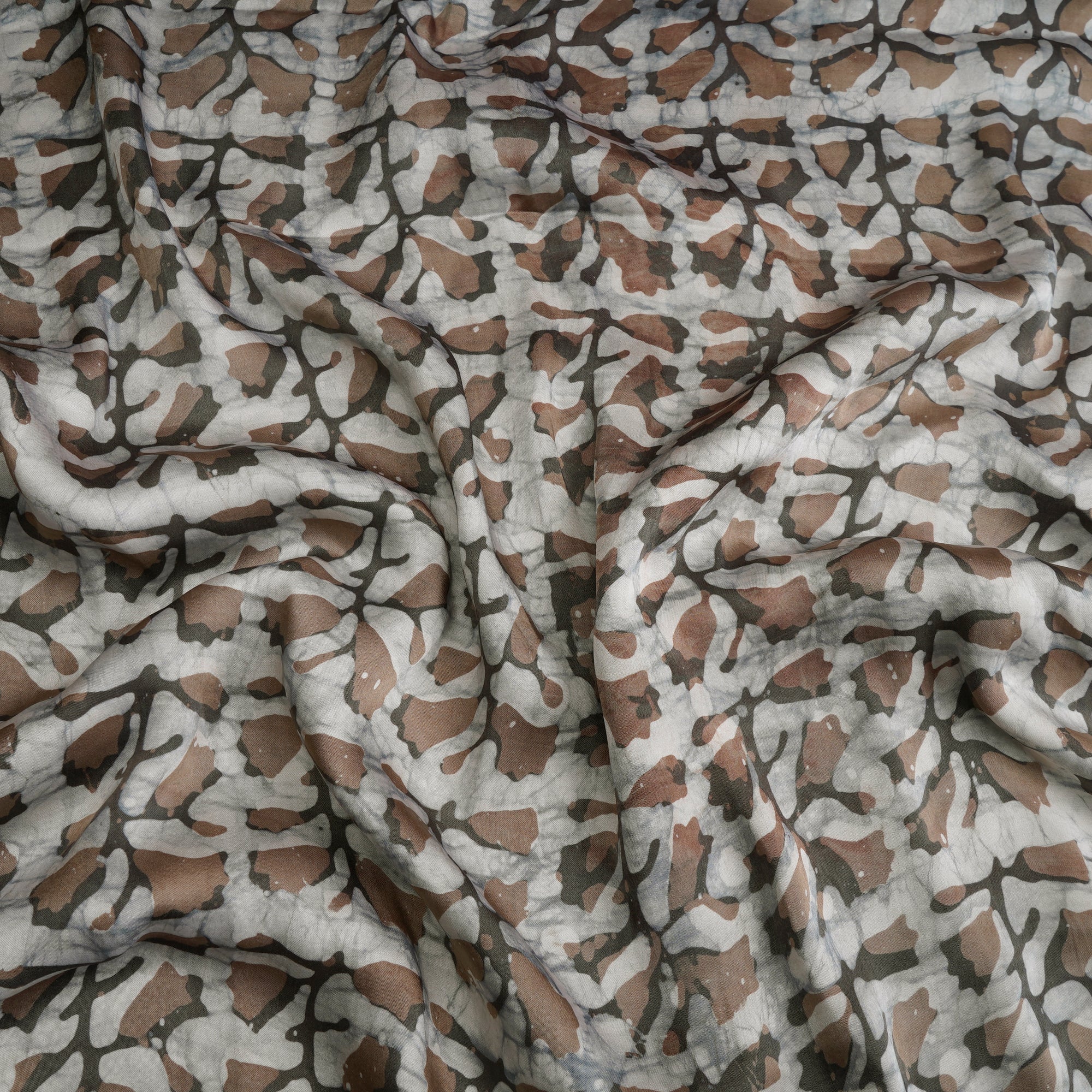 Off-White Handcrafted Waxed Batik Printed Modal Fabric