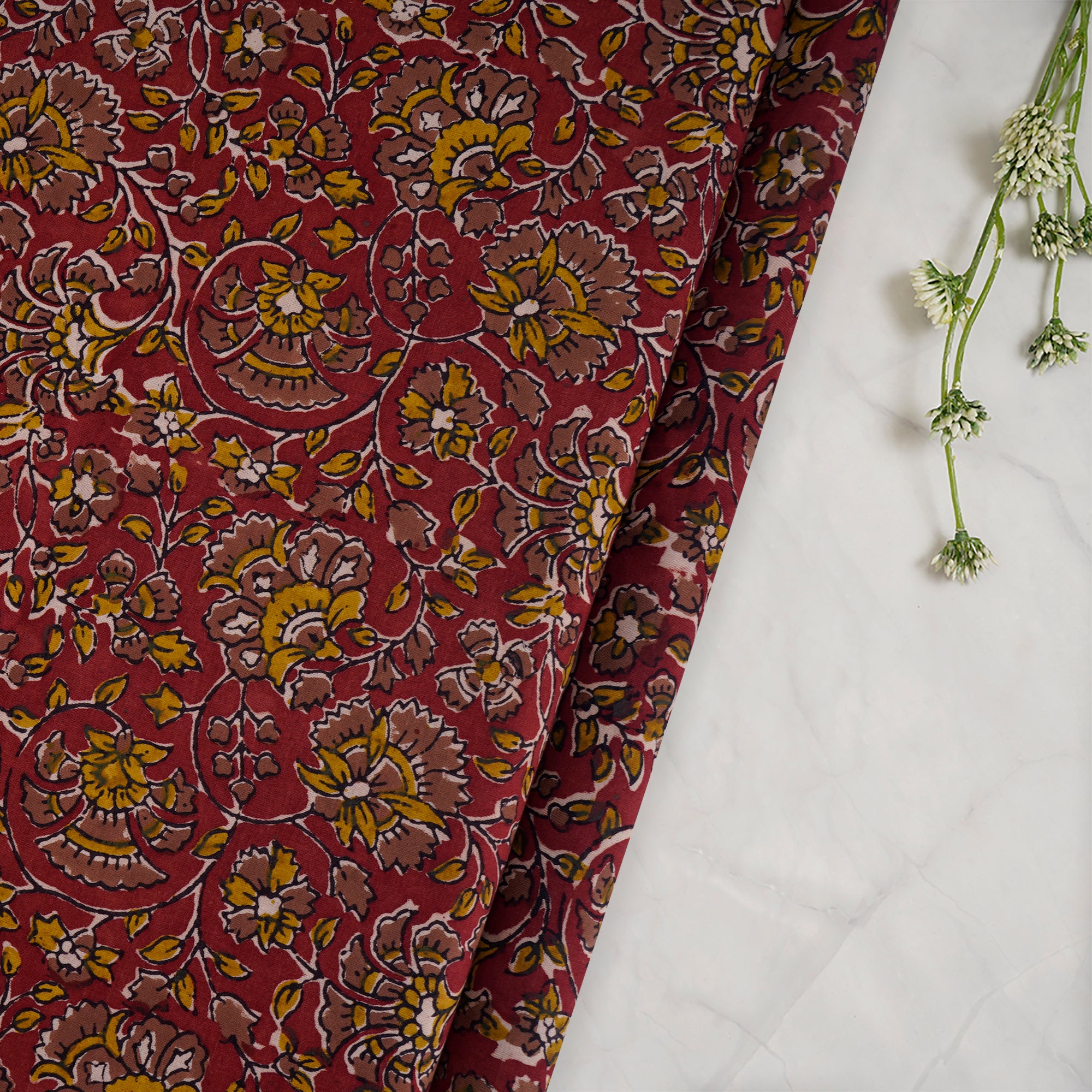 Buy Savvy Red Natural Dye Fakira Hand Block Print Cotton Fabric @ Rs ...