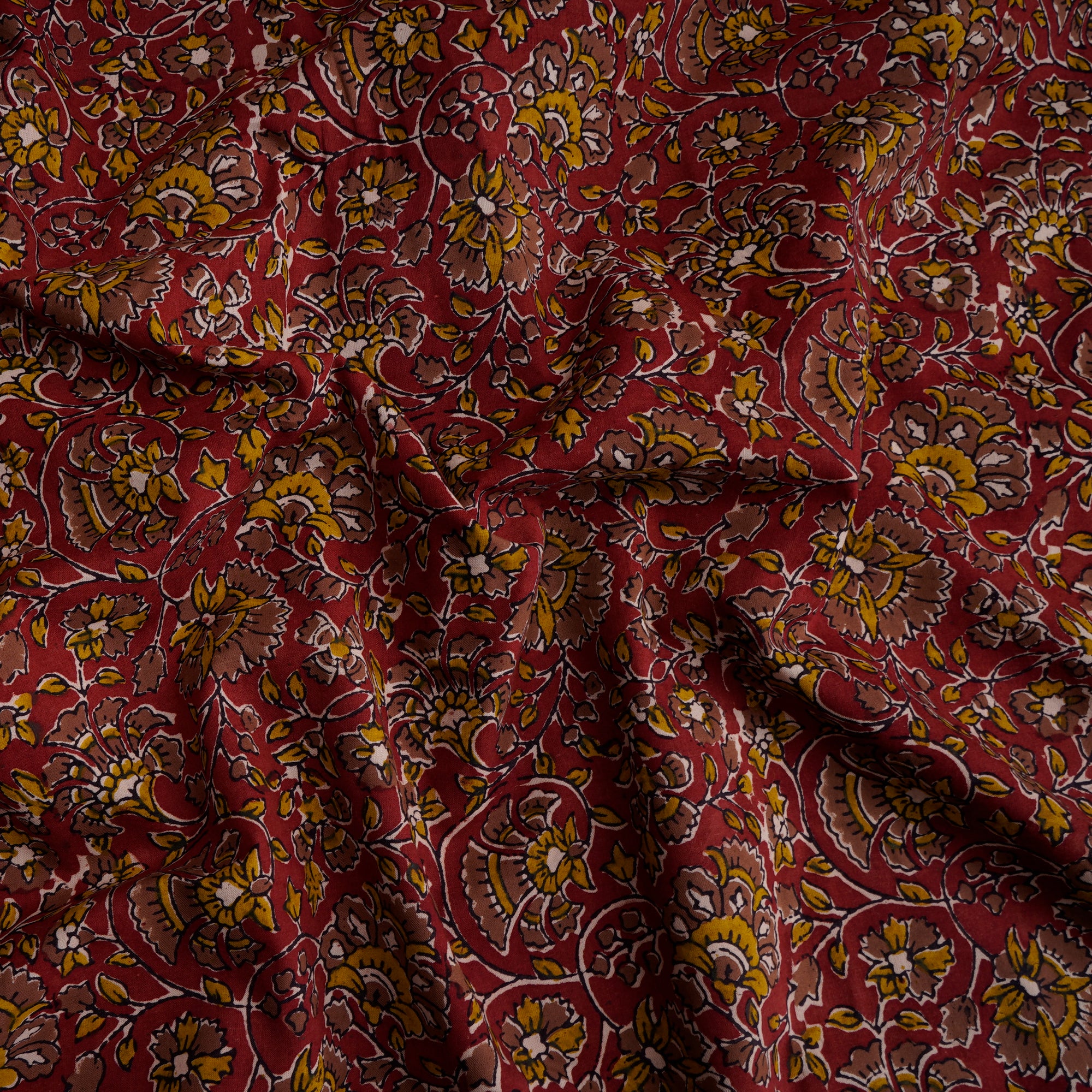 Savvy Red Natural Dye Fakira Hand Block Print Cotton Fabric