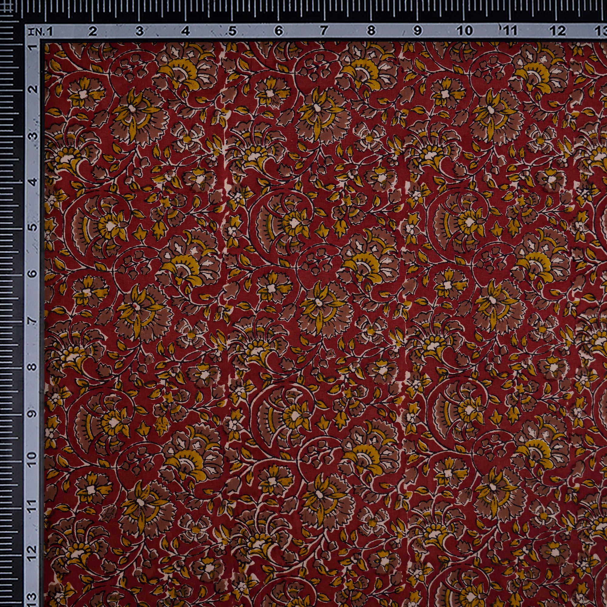 Savvy Red Natural Dye Fakira Hand Block Print Cotton Fabric