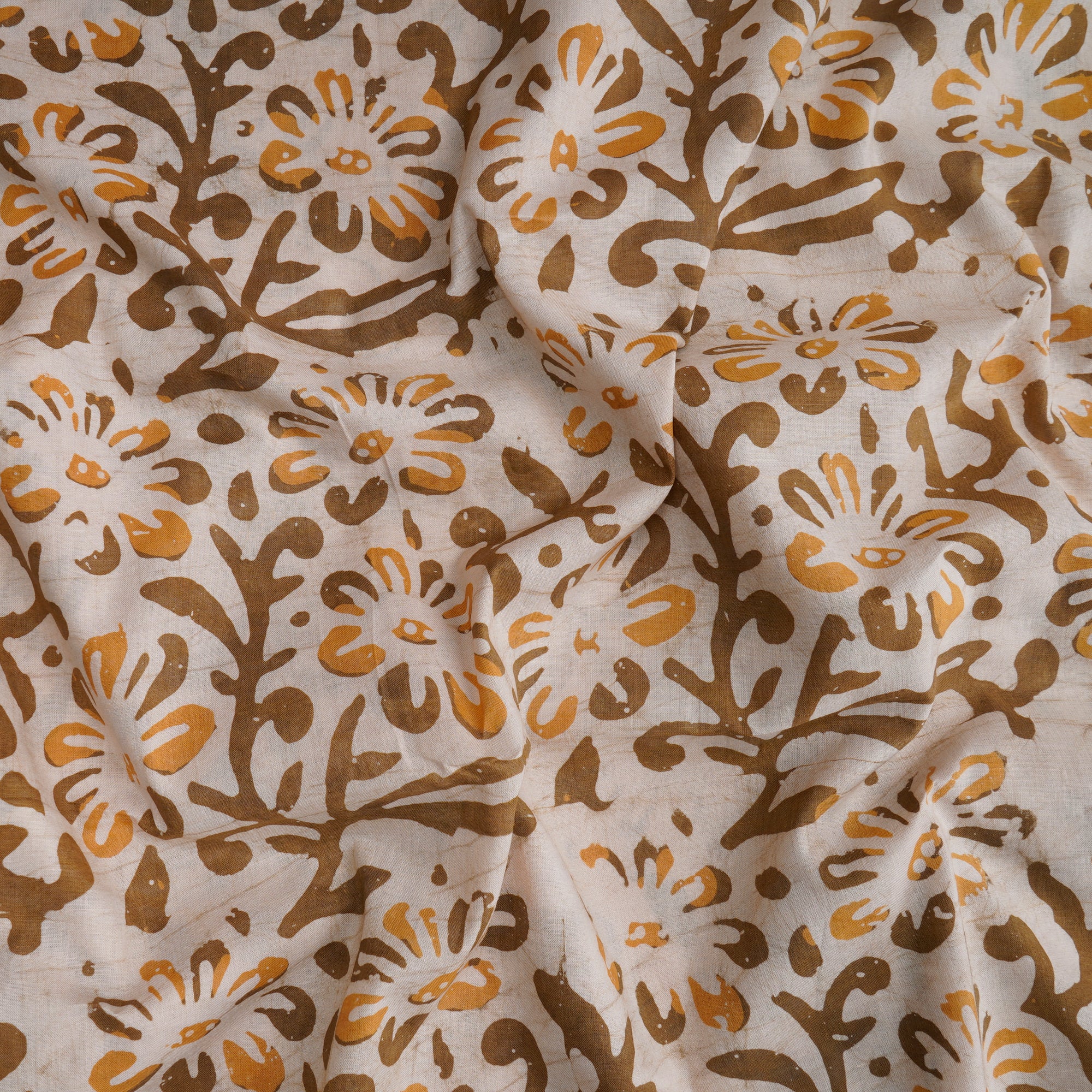 Pearled Lvory Handcrafted Waxed Batik Printed Cotton Fabric