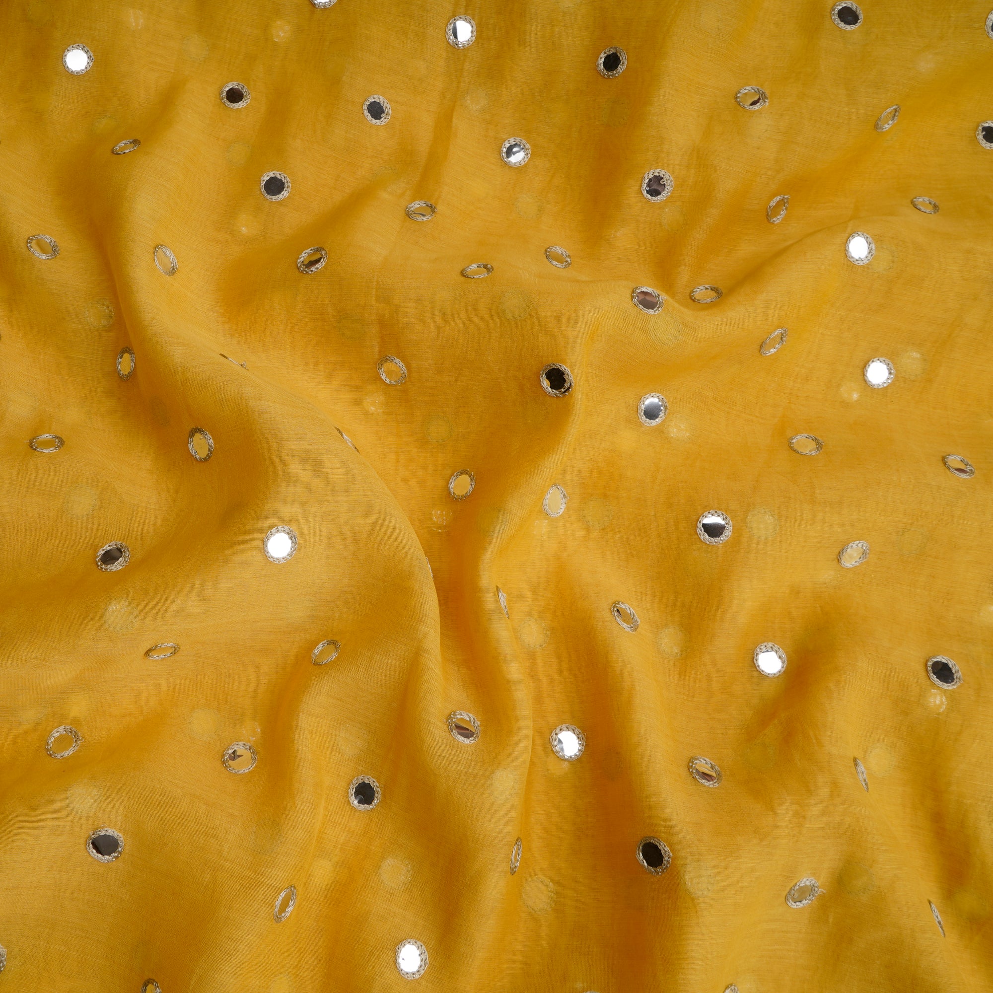 Super Lemon Booti Pattern Thread & Sequin Embroidered Chanderi Fabric
