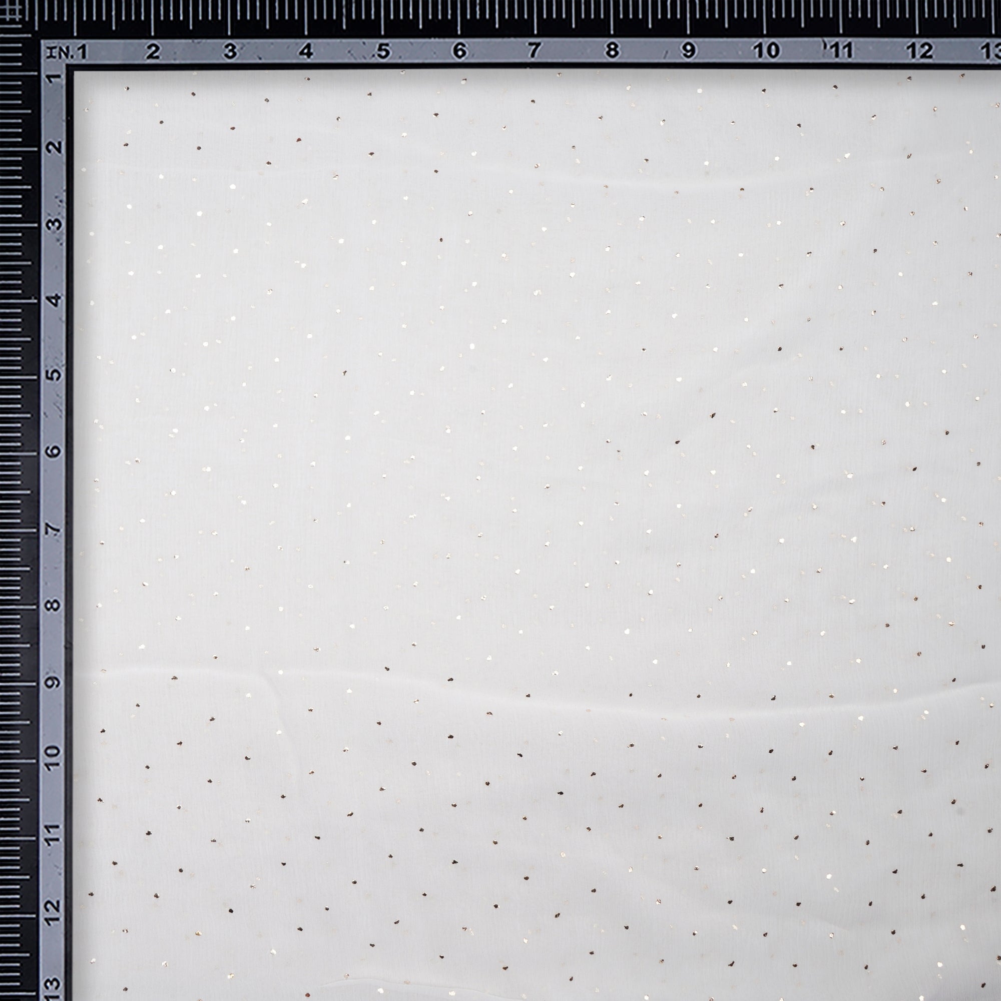 White Dyeable All Over Pattern Handcrafted Mukaish Work Bemberg Chiffon Fabric