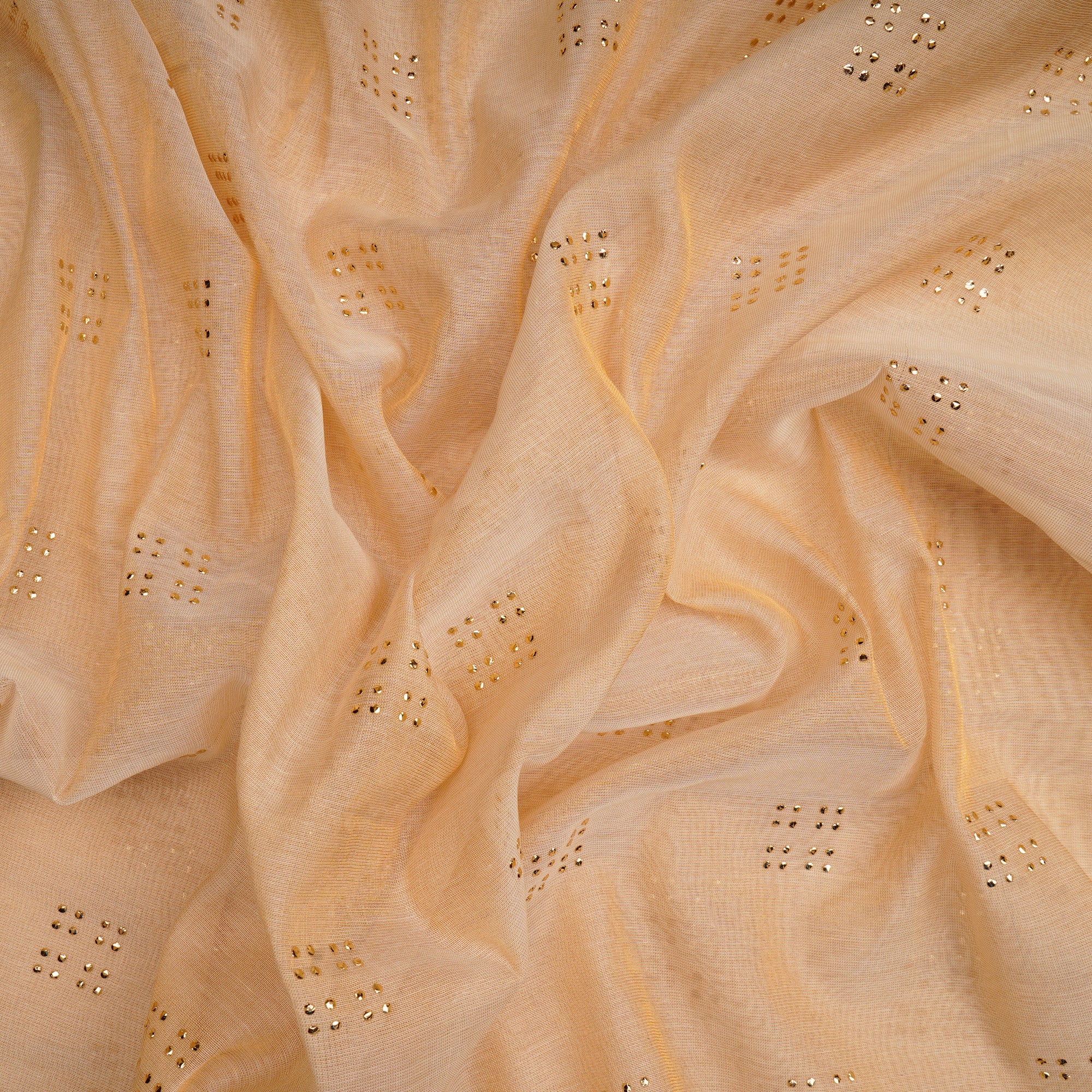 Gold Dyeable All Over Pattern Embroidered Tissue Chanderi Fabric
