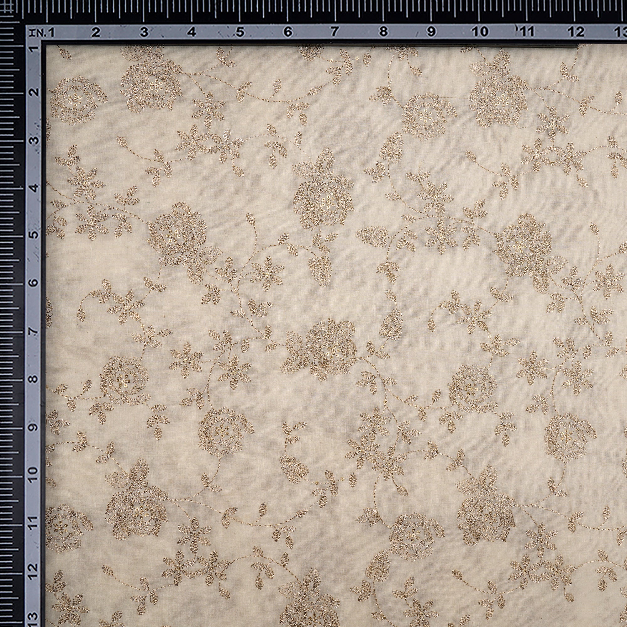 White Dyeable All Over Pattern Embroidered with Thread Cotton Fabric