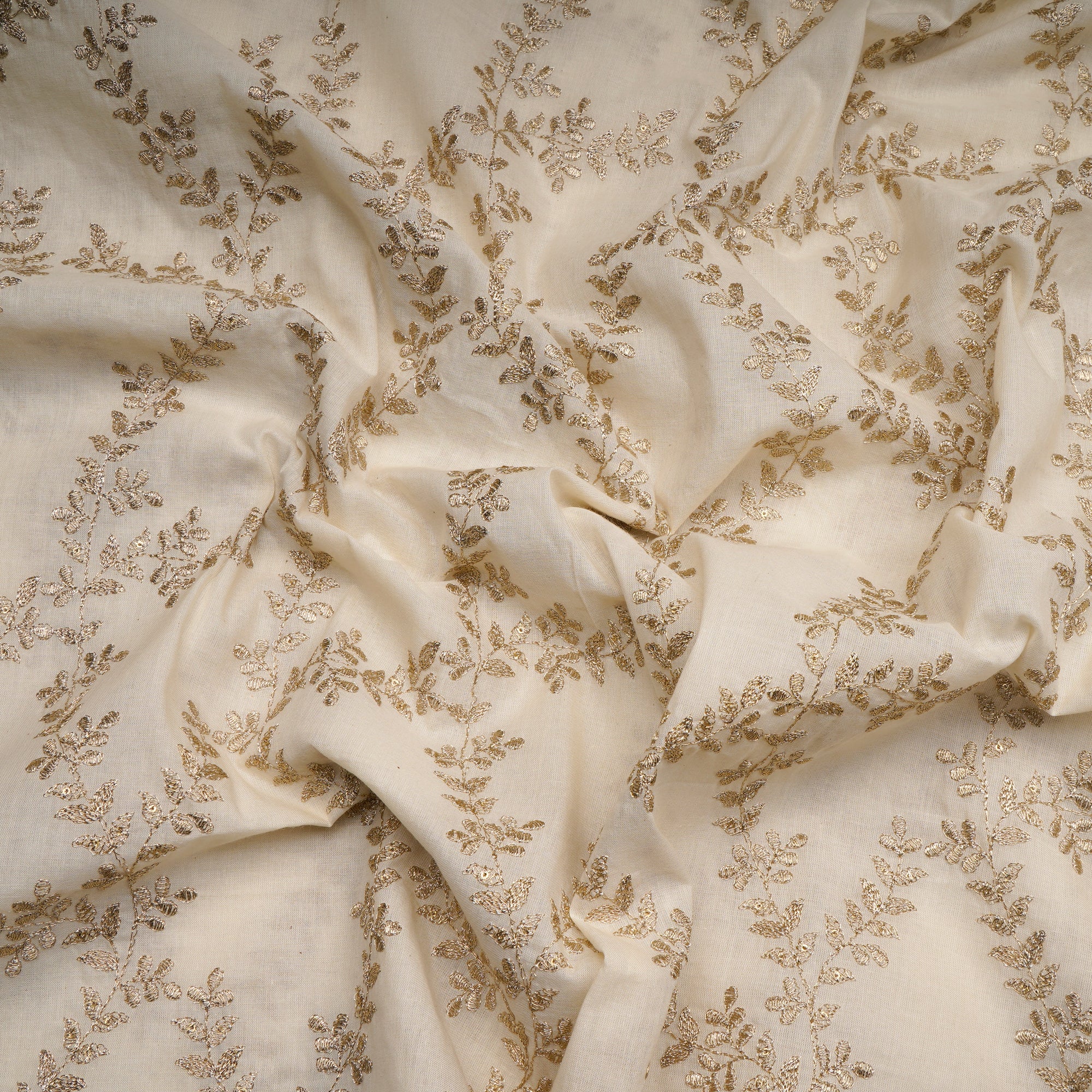 White Dyeable All Over Pattern Embroidered with Thread Cotton Fabric