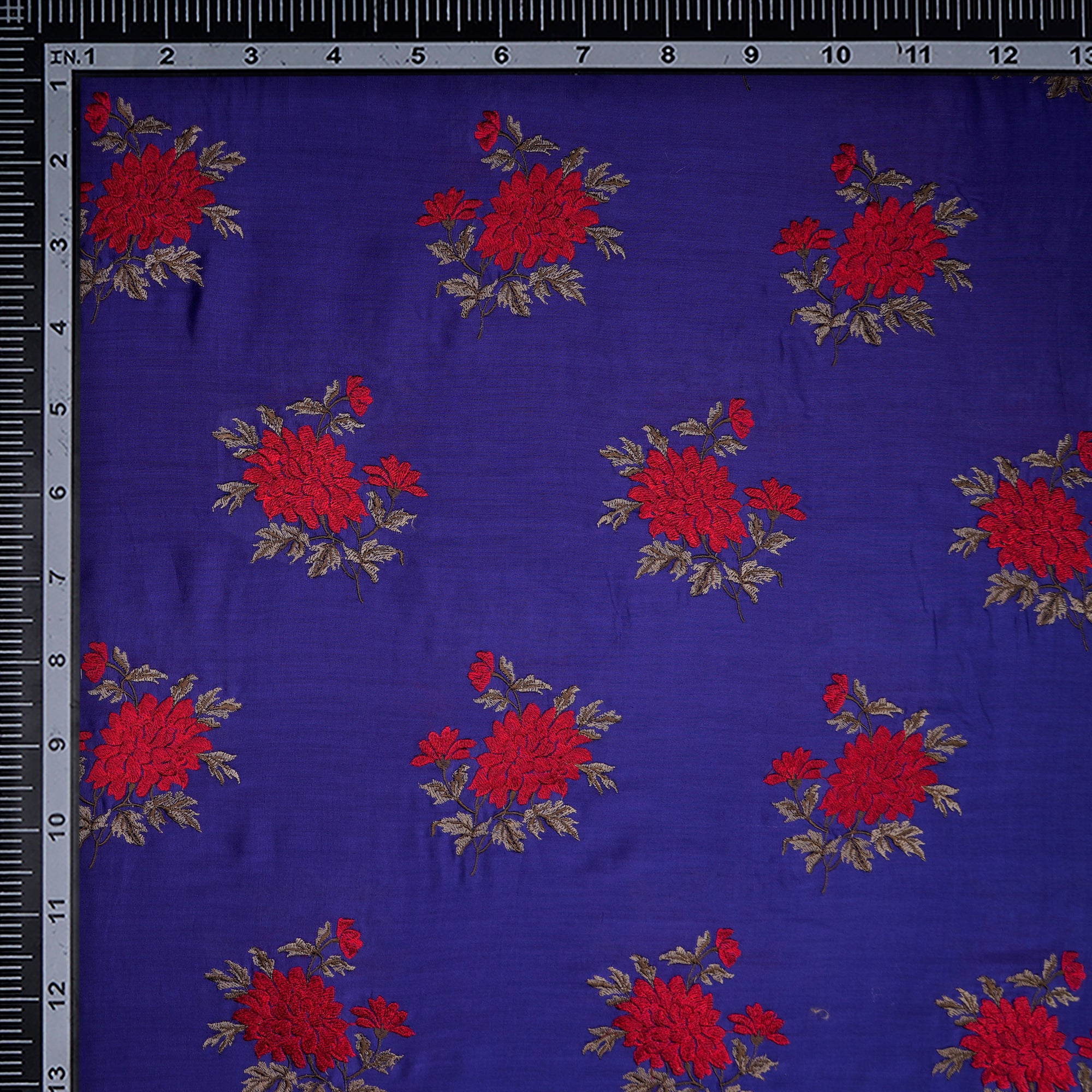 Purple Color Embroidered Pure Chanderi Fabric