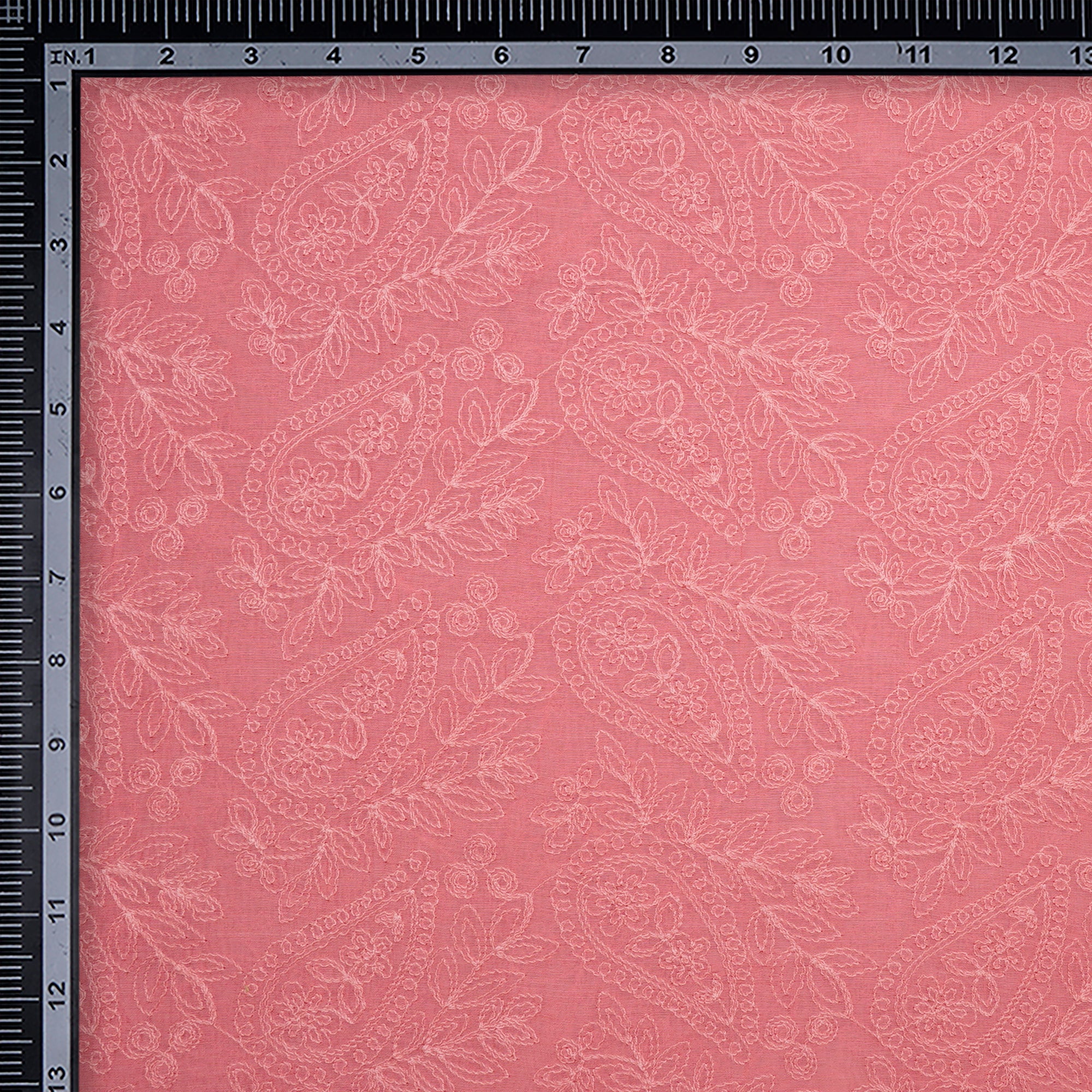 Powder Pink Schiffili Embroidered Fine Chanderi Fabric