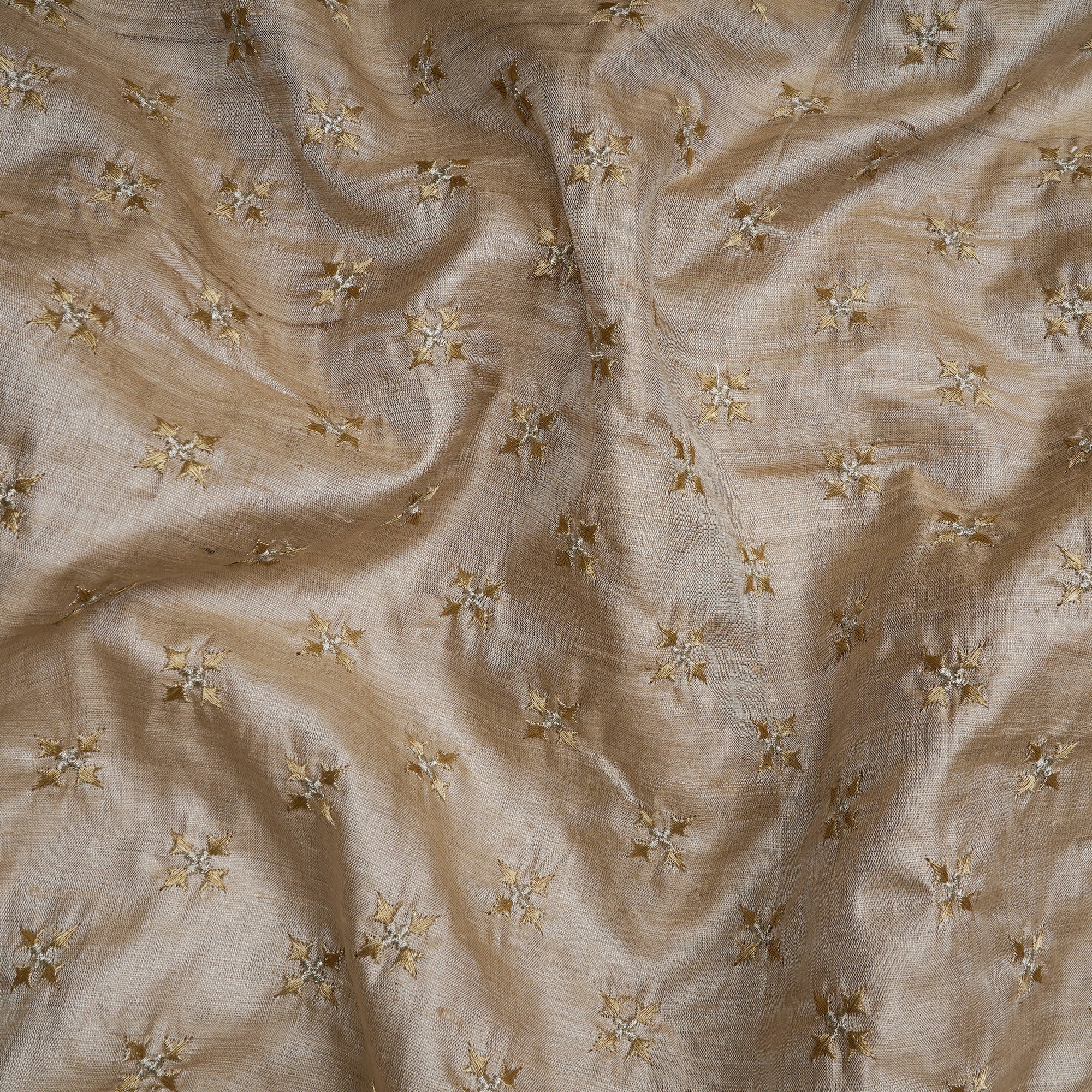 Turtledove Booti Patter Thread Embroidered Tusser Silk Fabric