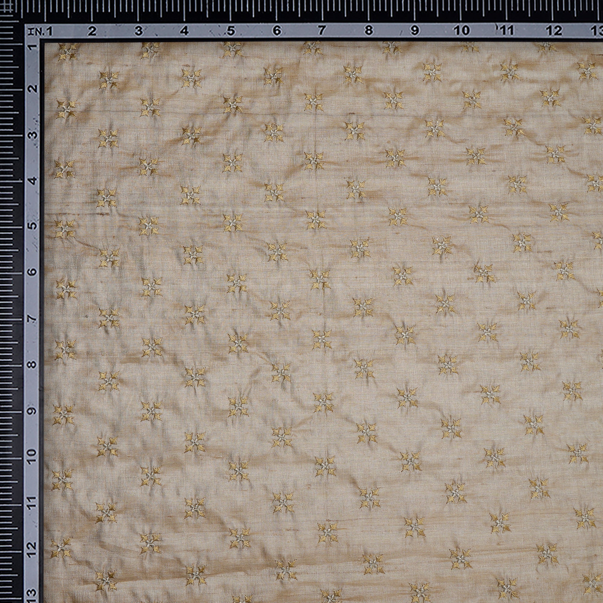 Turtledove Booti Patter Thread Embroidered Tusser Silk Fabric