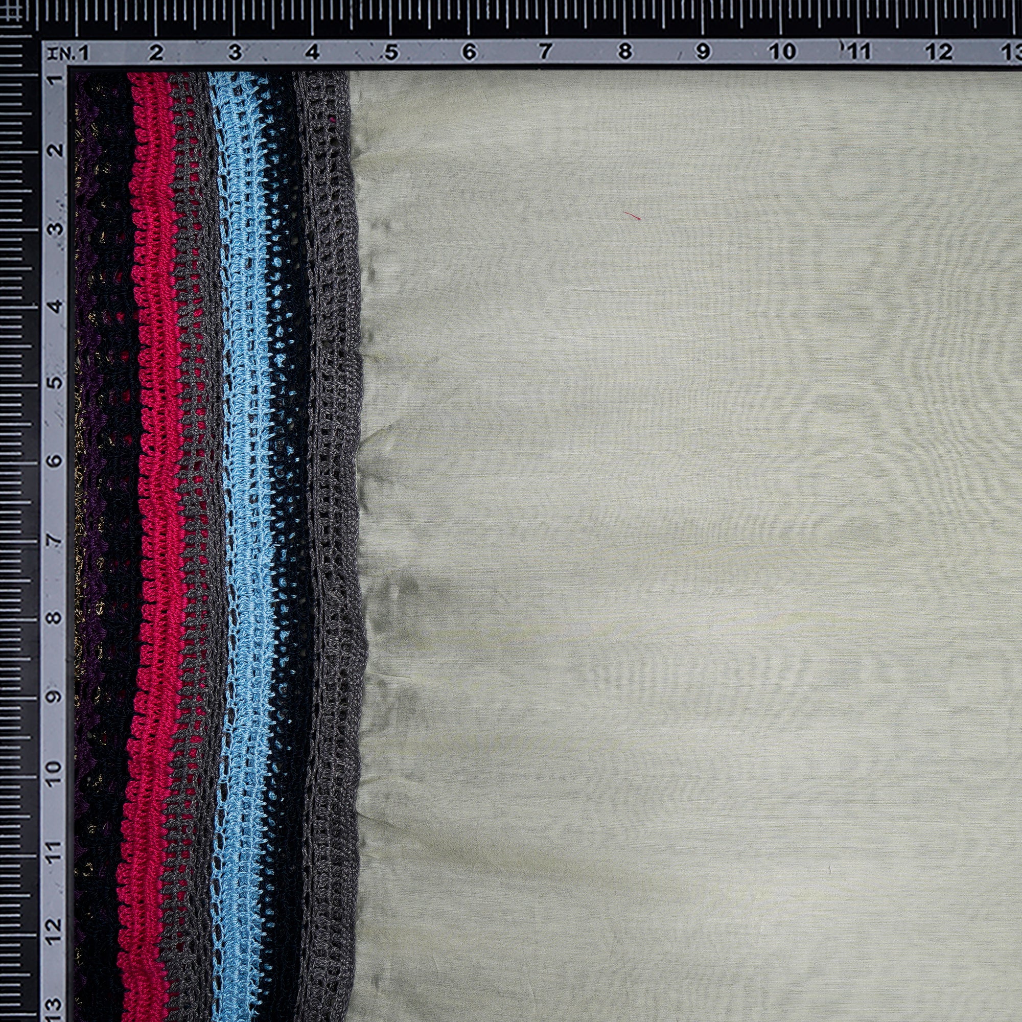 Grey Border Pattern Thread Embroidered Chanderi Fabric