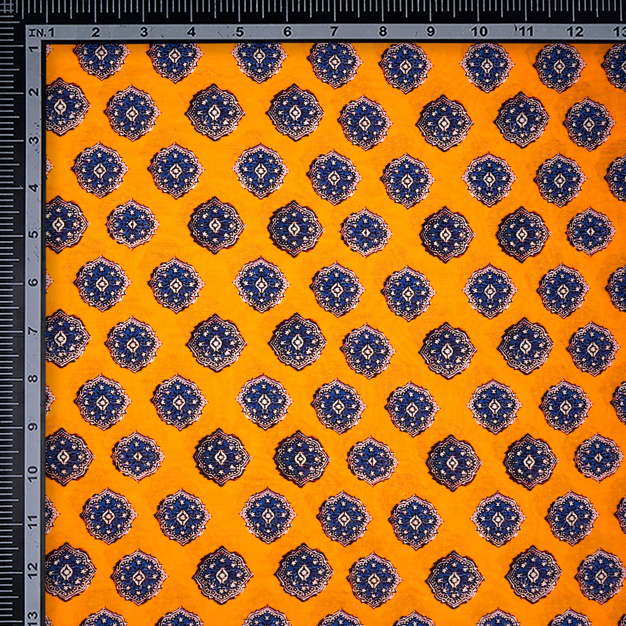 Radiant Yellow Motif Pattern Digital Print Chanderi Fabric