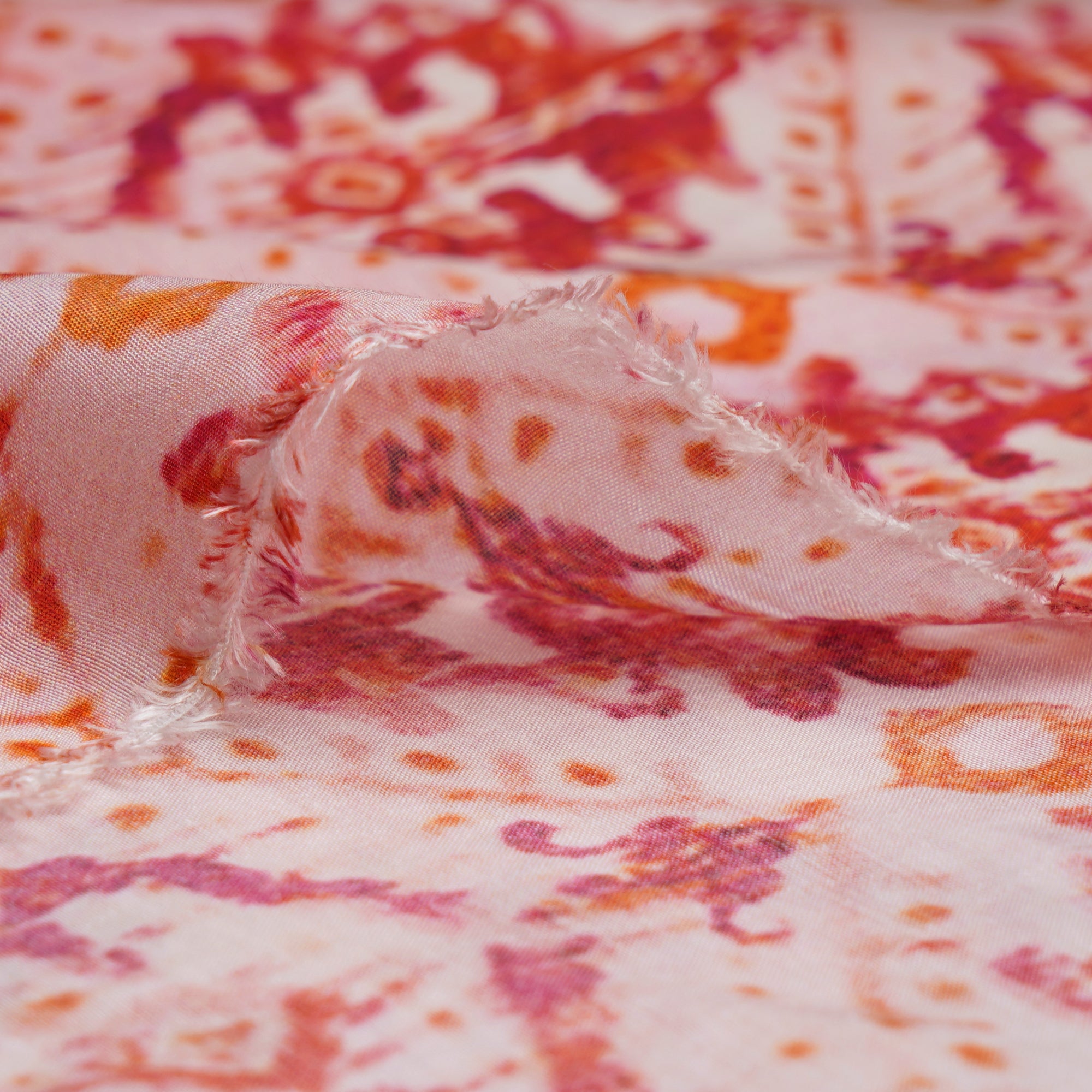 Red-Light Pink Color Digital Printed Bemberg Modal Fabric