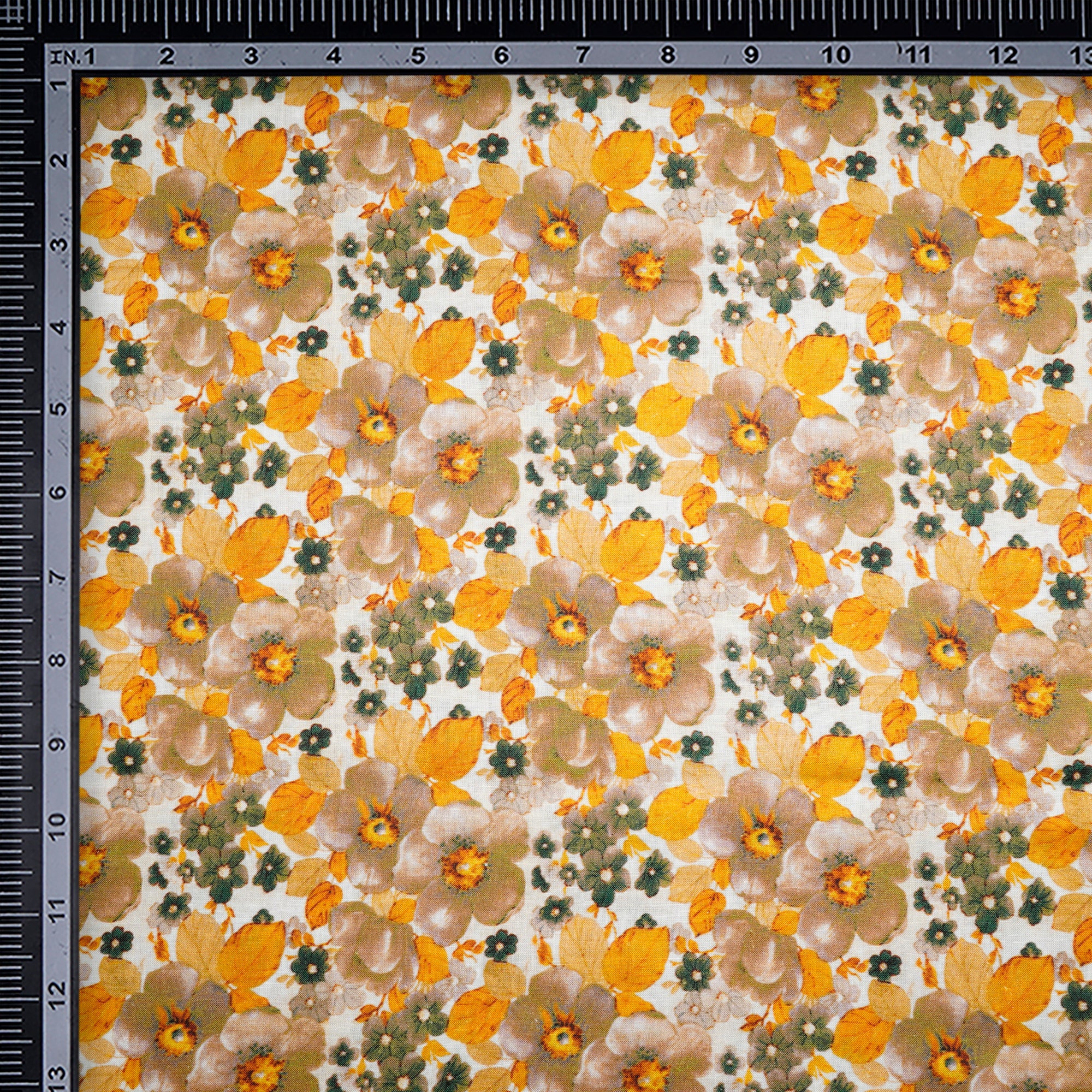 Multi Color Floral Pattern Digital Print Linen Fabric