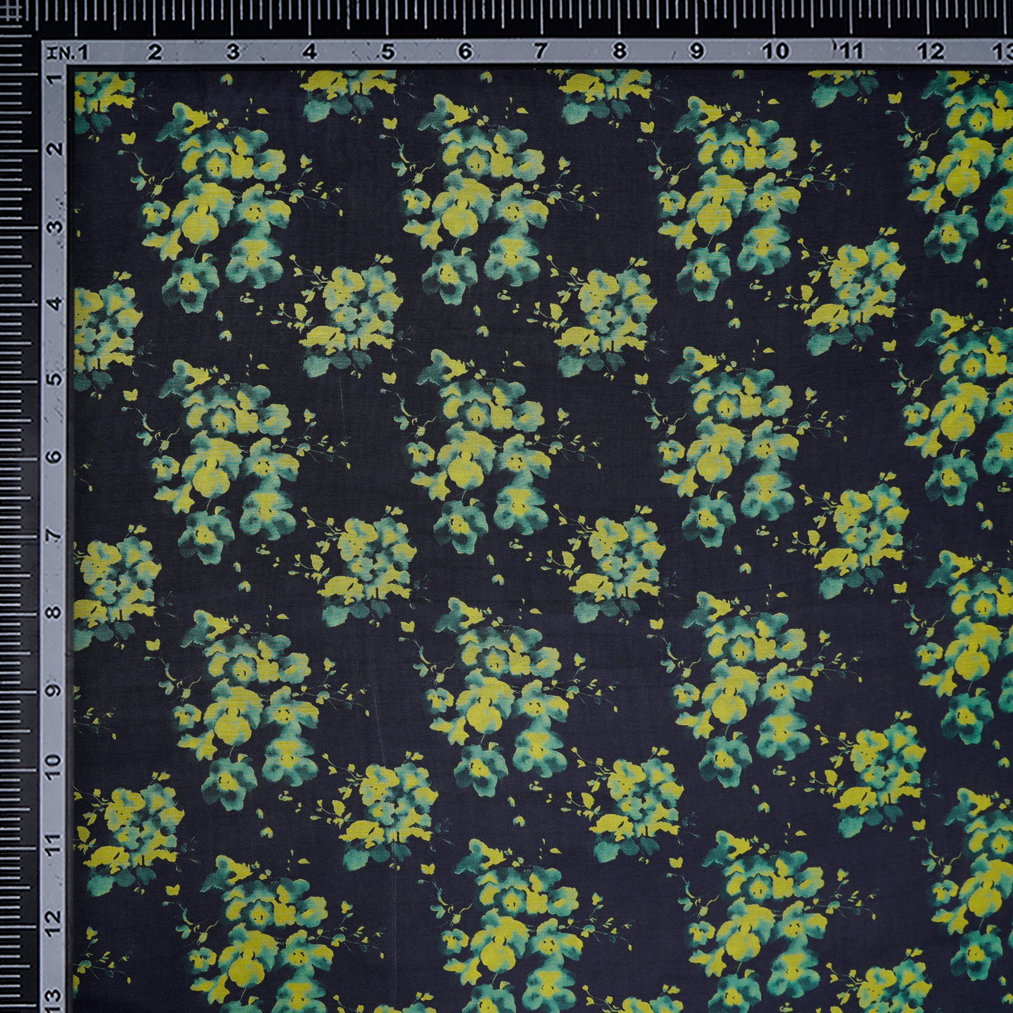 Dark Blue Floral Pattern Digital Print-Bemberg Modal Fabric