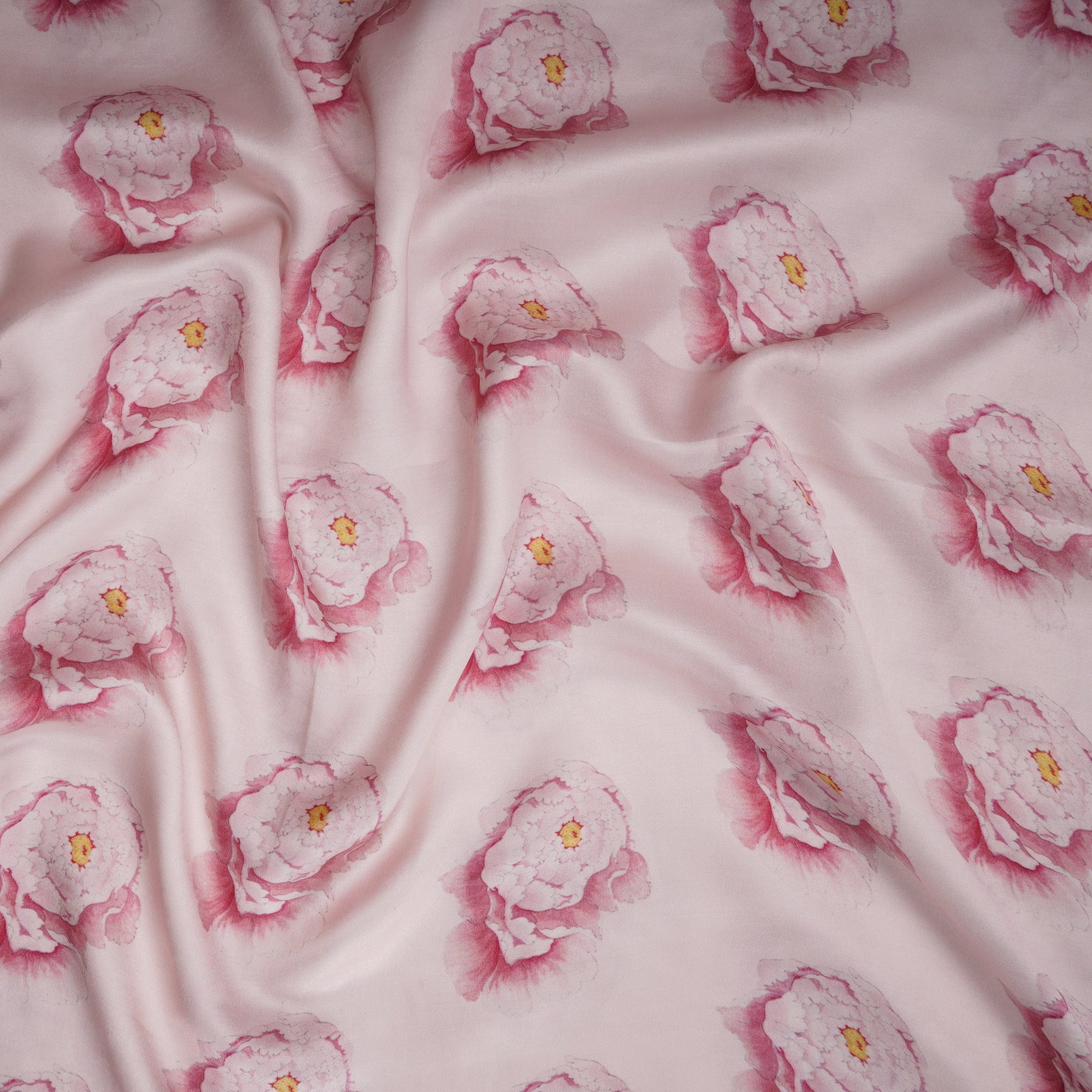 Light Pink color Digital Printed Modal Satin Fabric