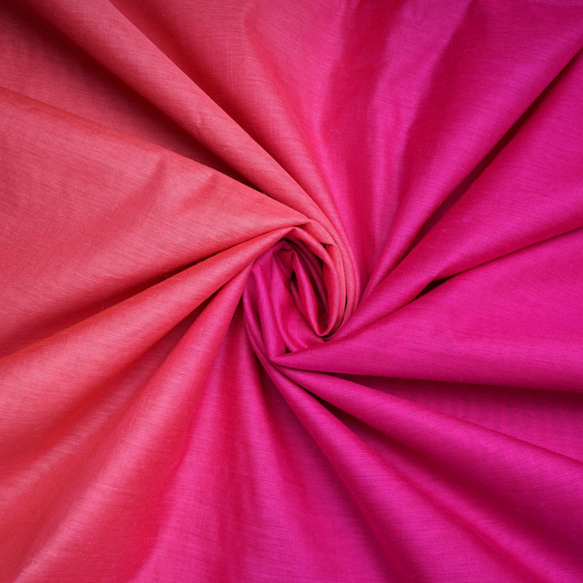 Pink Ombre Dyed Tussar Muga Fabric