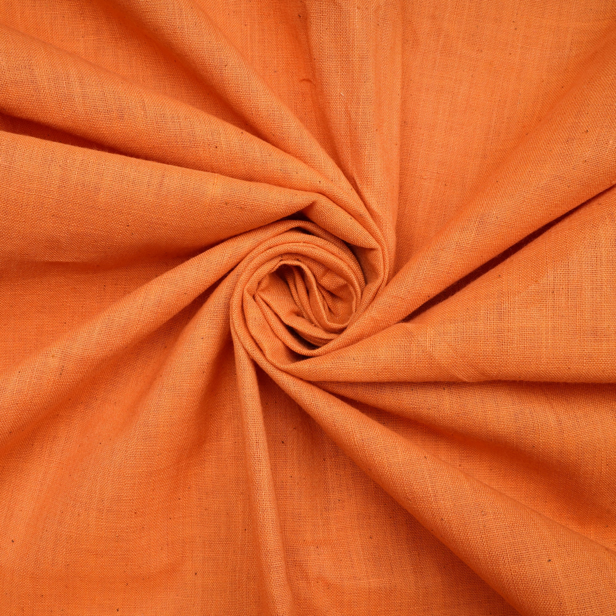 Apricot Piece Dyed Plain Handspun Handwoven Cotton Fabric