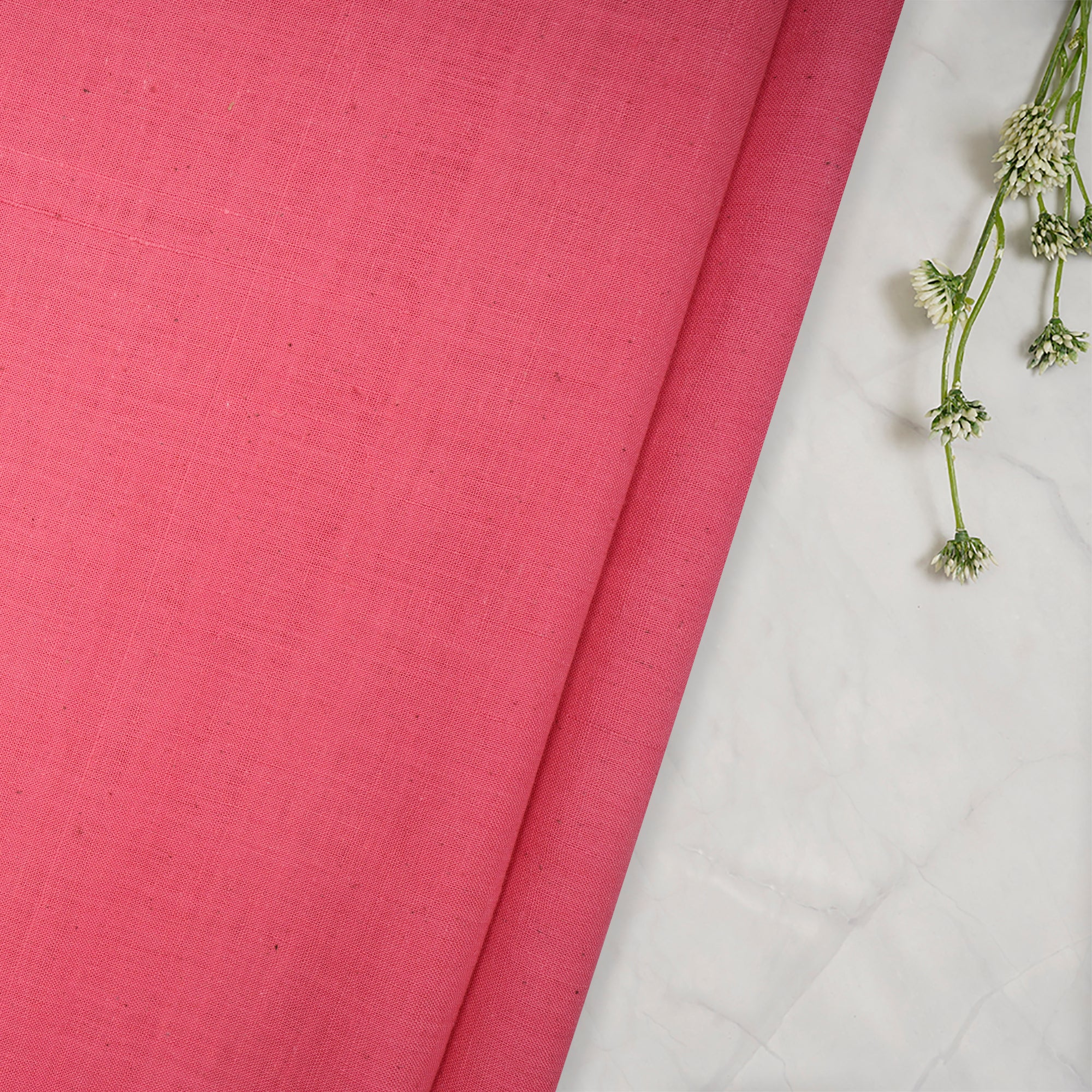Camellia Rose 40's Count Piece Dyed Handspun Handwoven Cotton Fabric