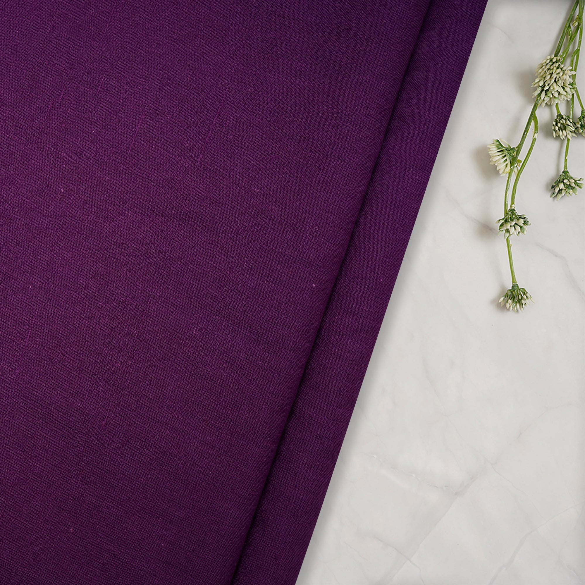 Purple 40's Count Piece Dyed Handspun Handwoven Cotton Fabric