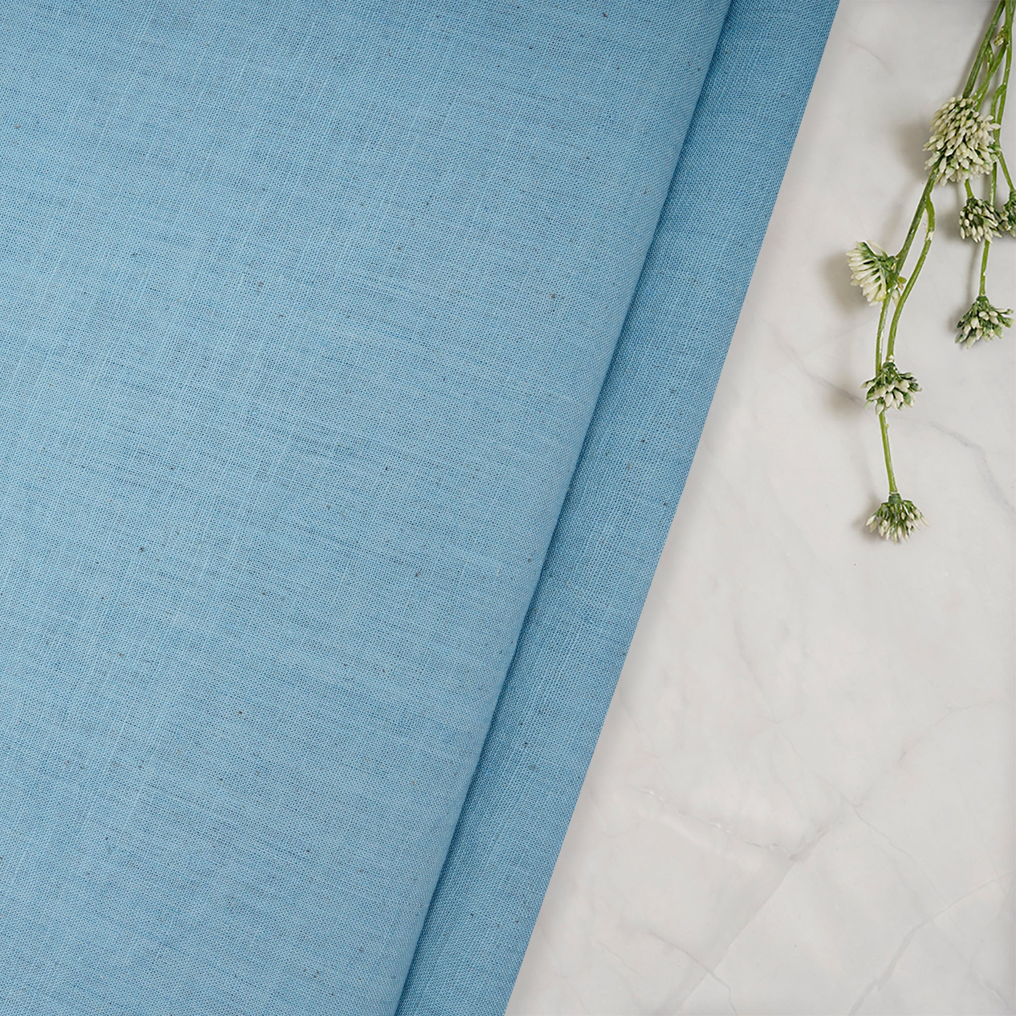 Starlight Blue 40's Count Piece Dyed Handspun Handwoven Cotton Fabric