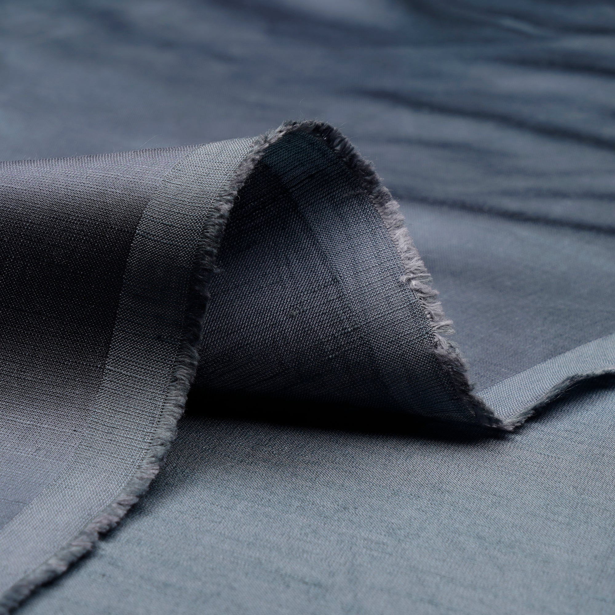 Dark Grey Piece Dyed Heavy Plain Viscose Linen Satin Fabric