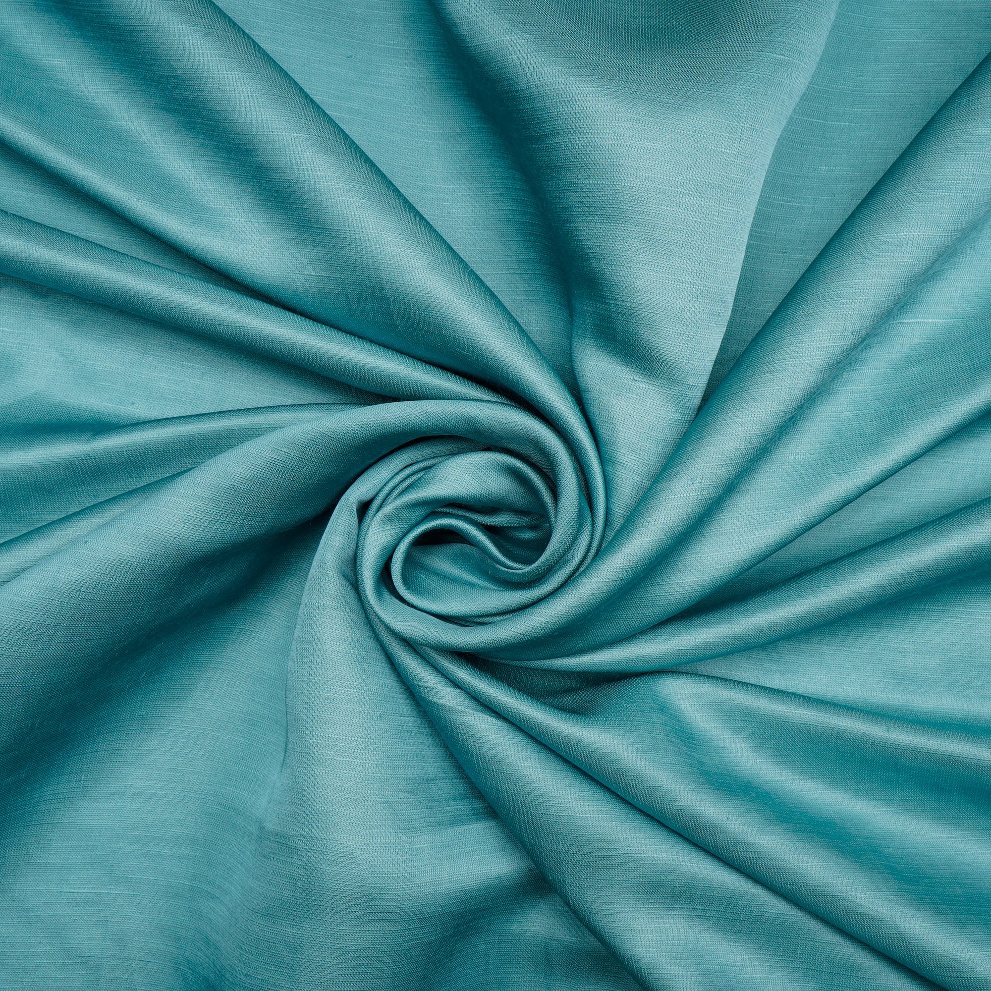 Canal Blue Piece Dyed Heavy Plain Viscose Linen Satin Fabric