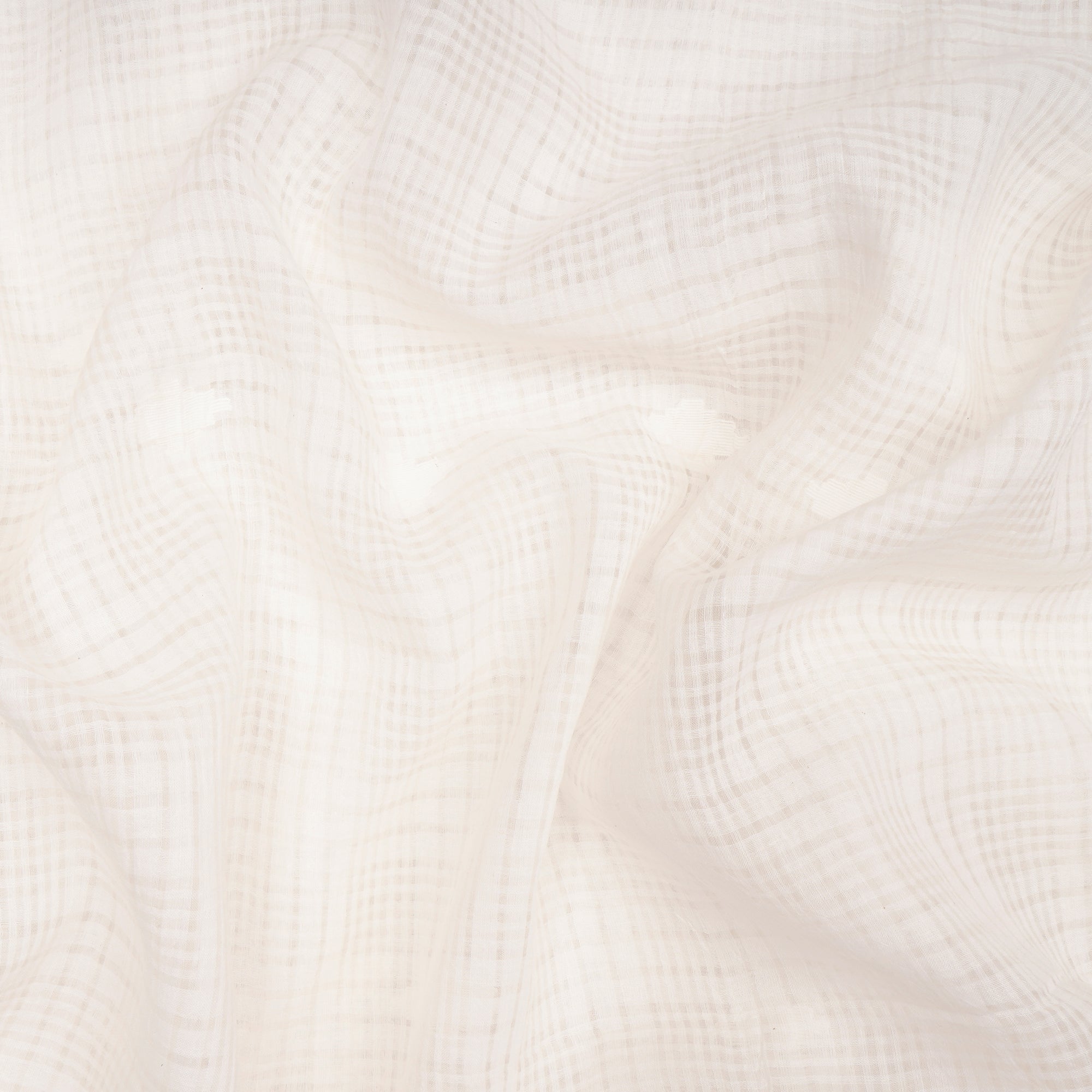 Off White Color Handloom Jamdani Pure Cotton Fabric