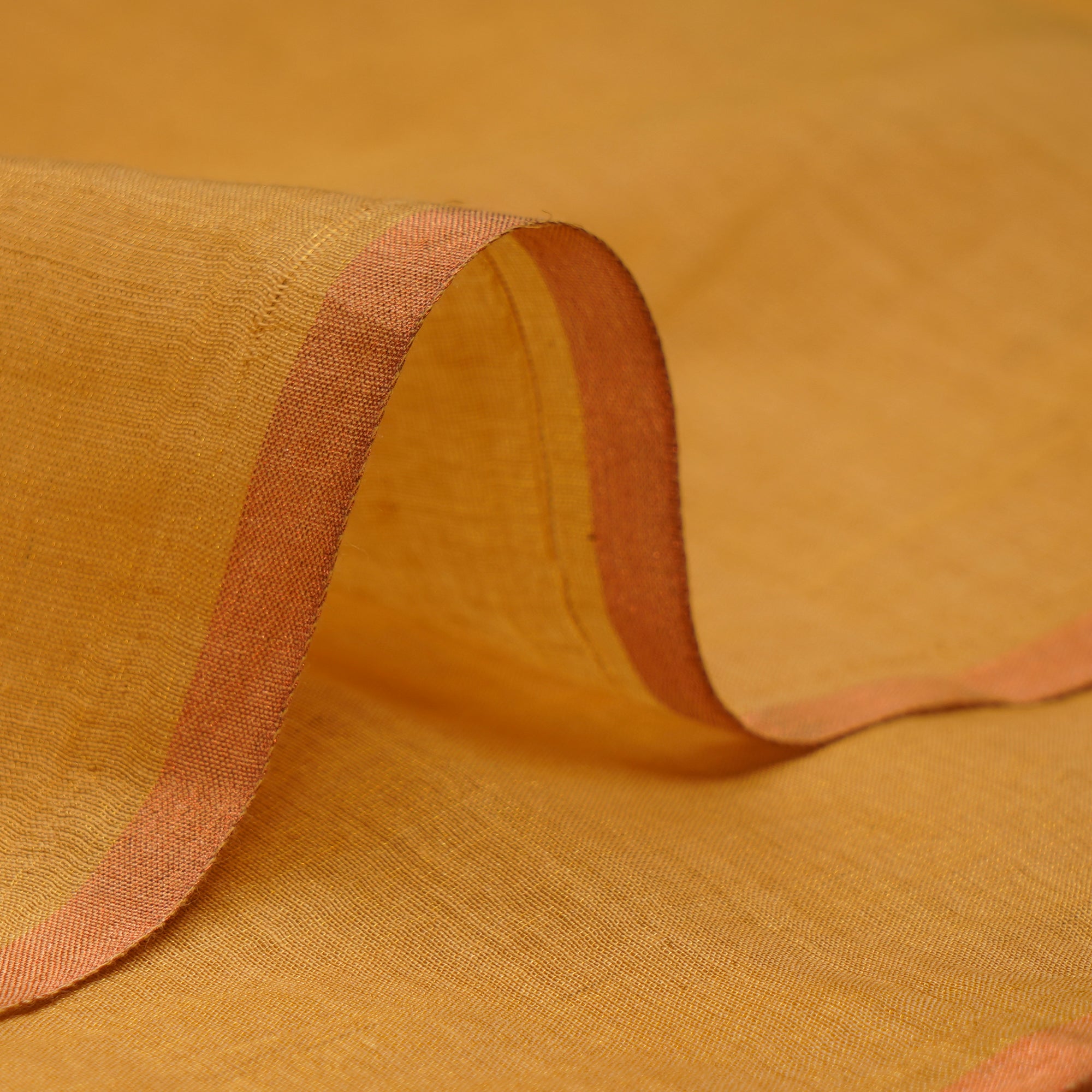 Mustard-Gold Piece Dyed Pure Tissue Chanderi Fabric