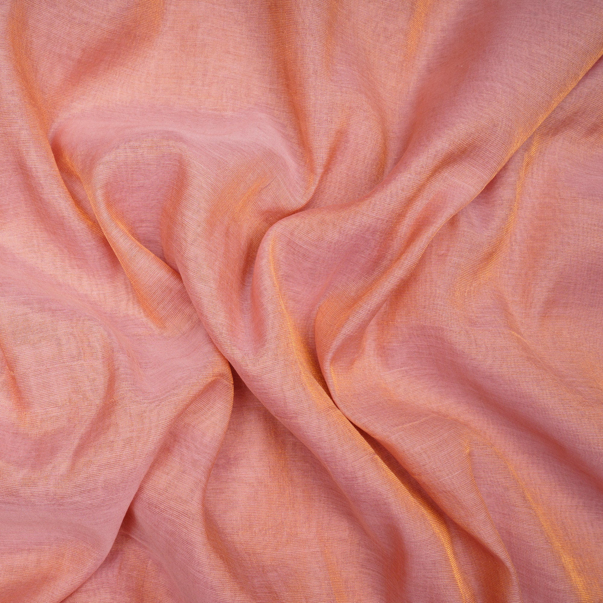 Peach-Gold Piece Dyed Pure Tissue Chanderi Fabric