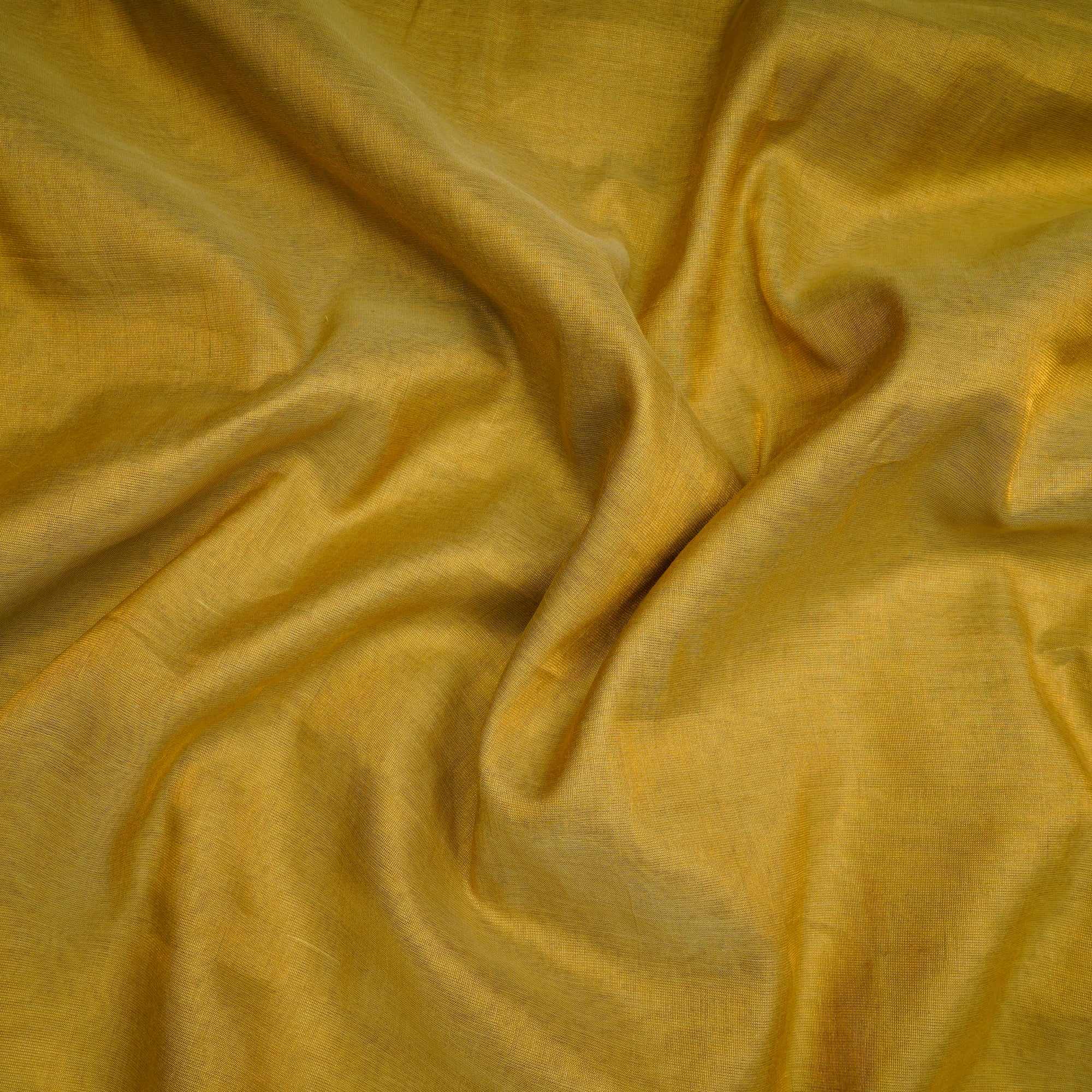 Yellow-Gold Piece Dyed Pure Tissue Chanderi Fabric