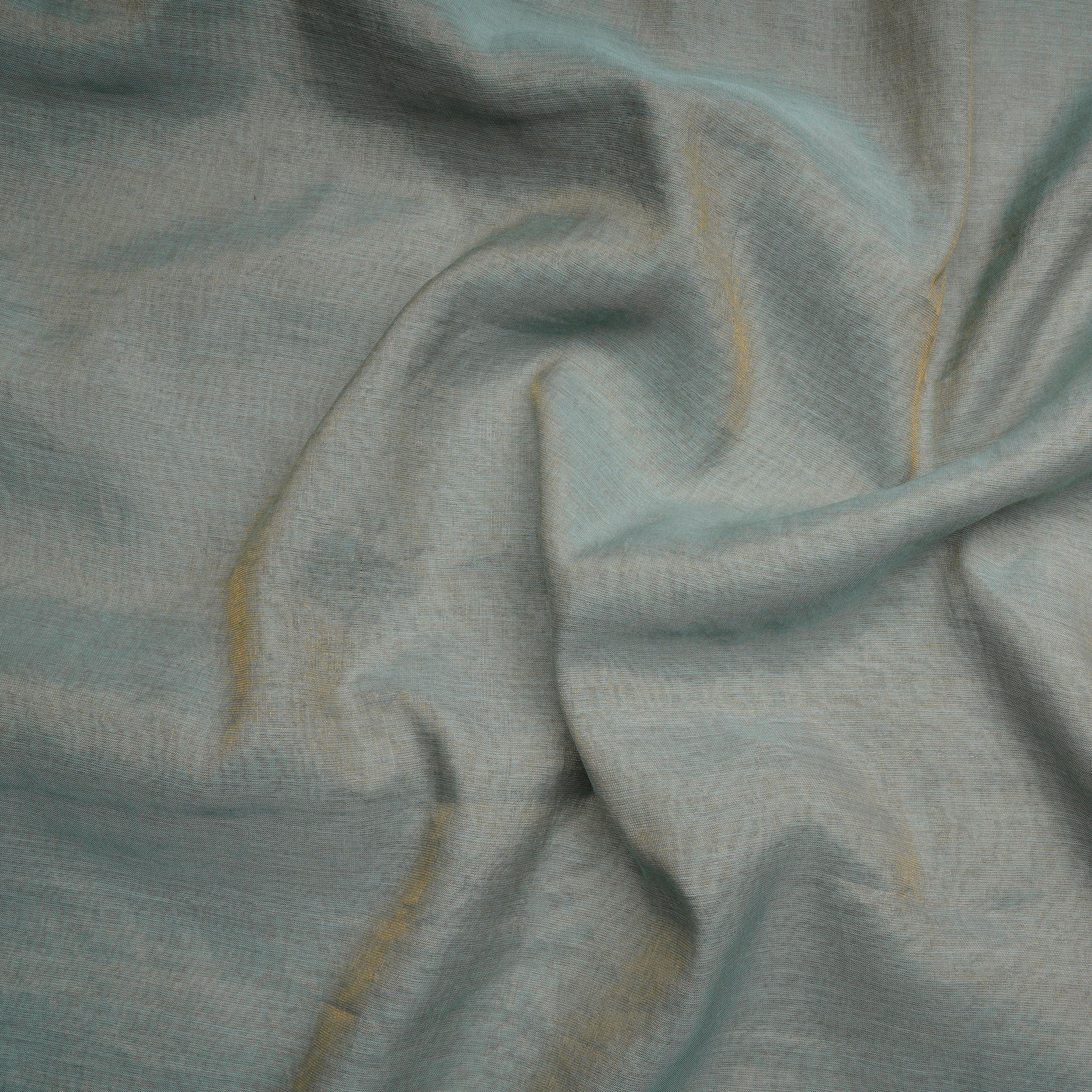 Pastel Green-Gold Piece Dyed Pure Tissue Chanderi Fabric