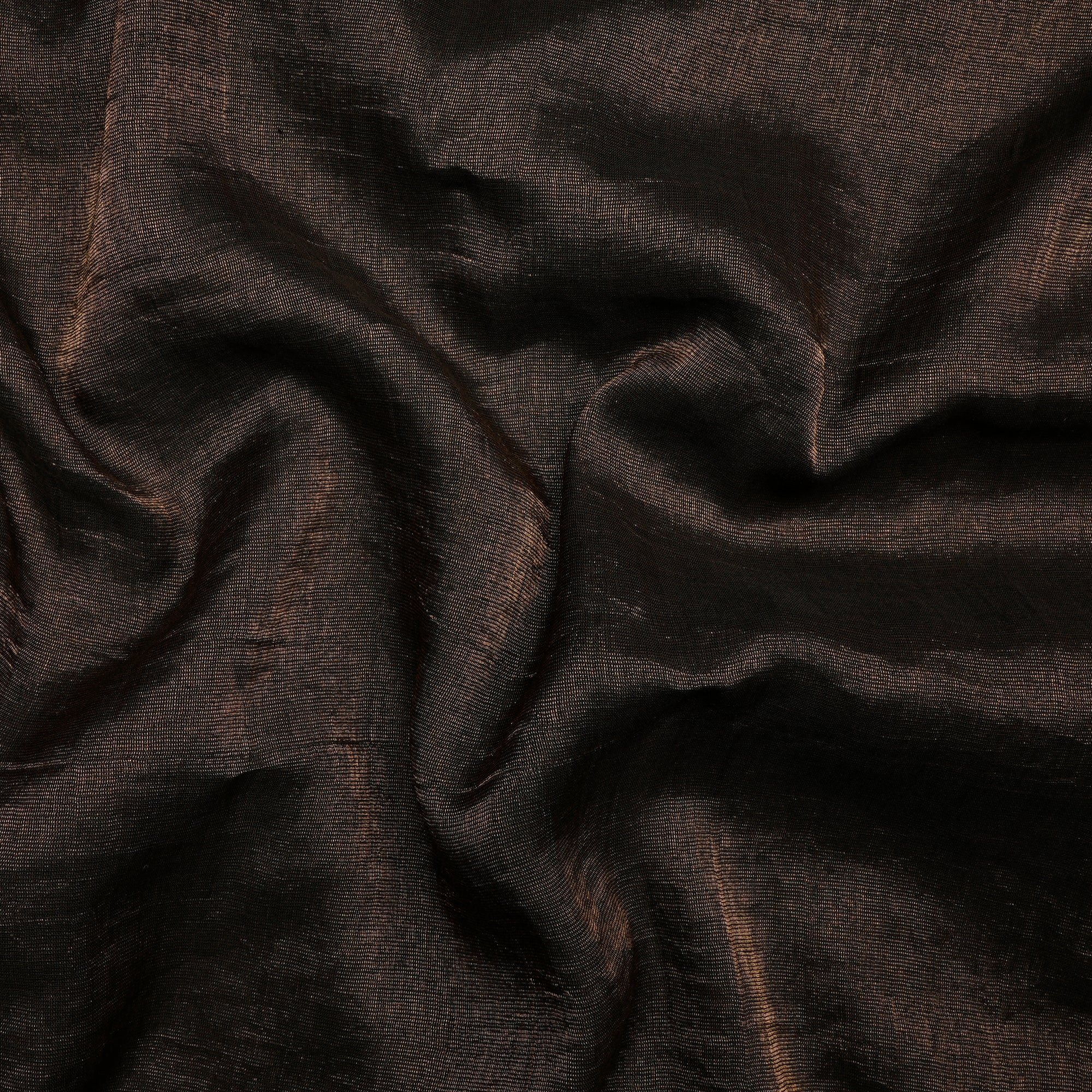 Coffee Brown-Gold Piece Dyed Pure Tissue Chanderi Fabric